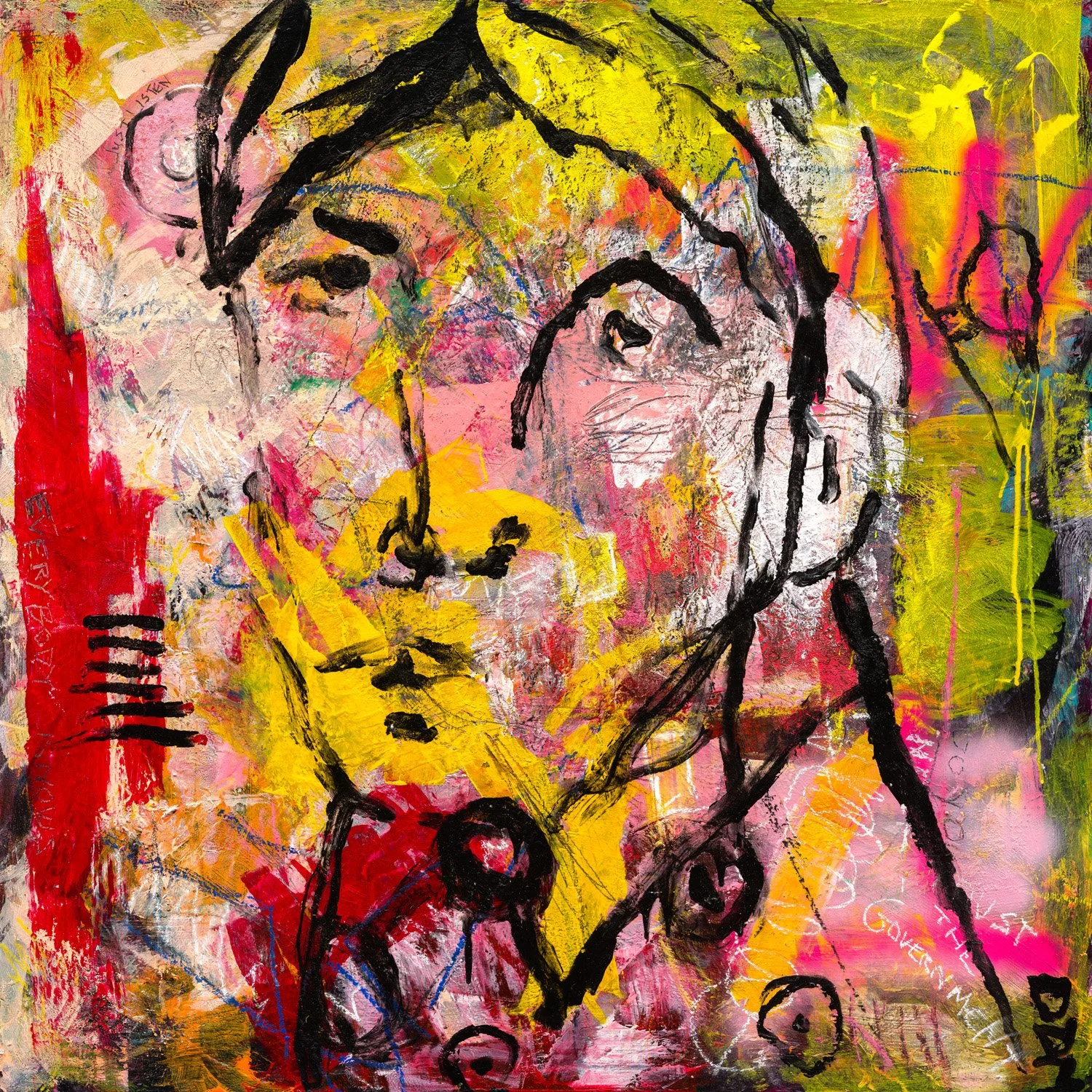 Lonesome Hero, 2023, Mixed media, 36 x 36, Framed