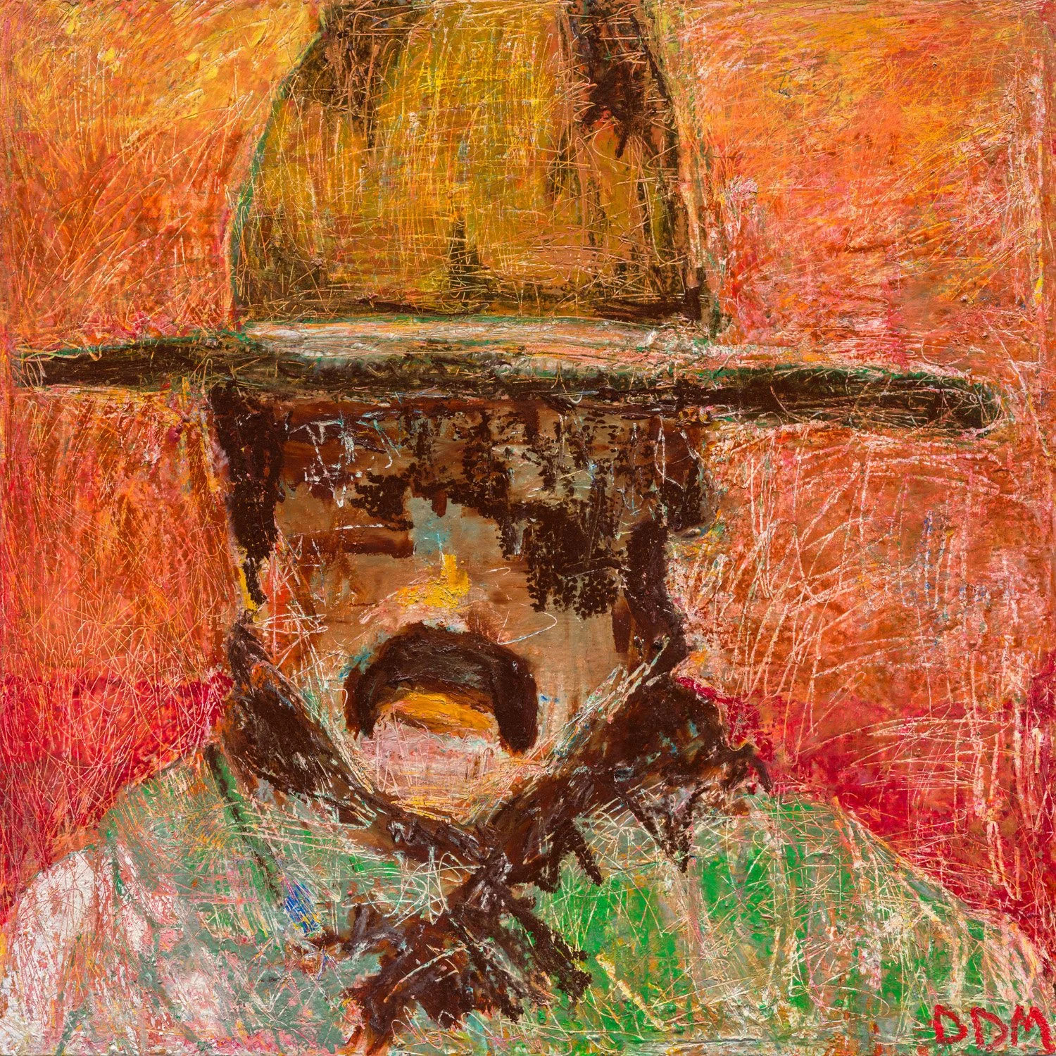 Coyote, 2024, Oil and cold wax on panel, 30 x 30, Framed