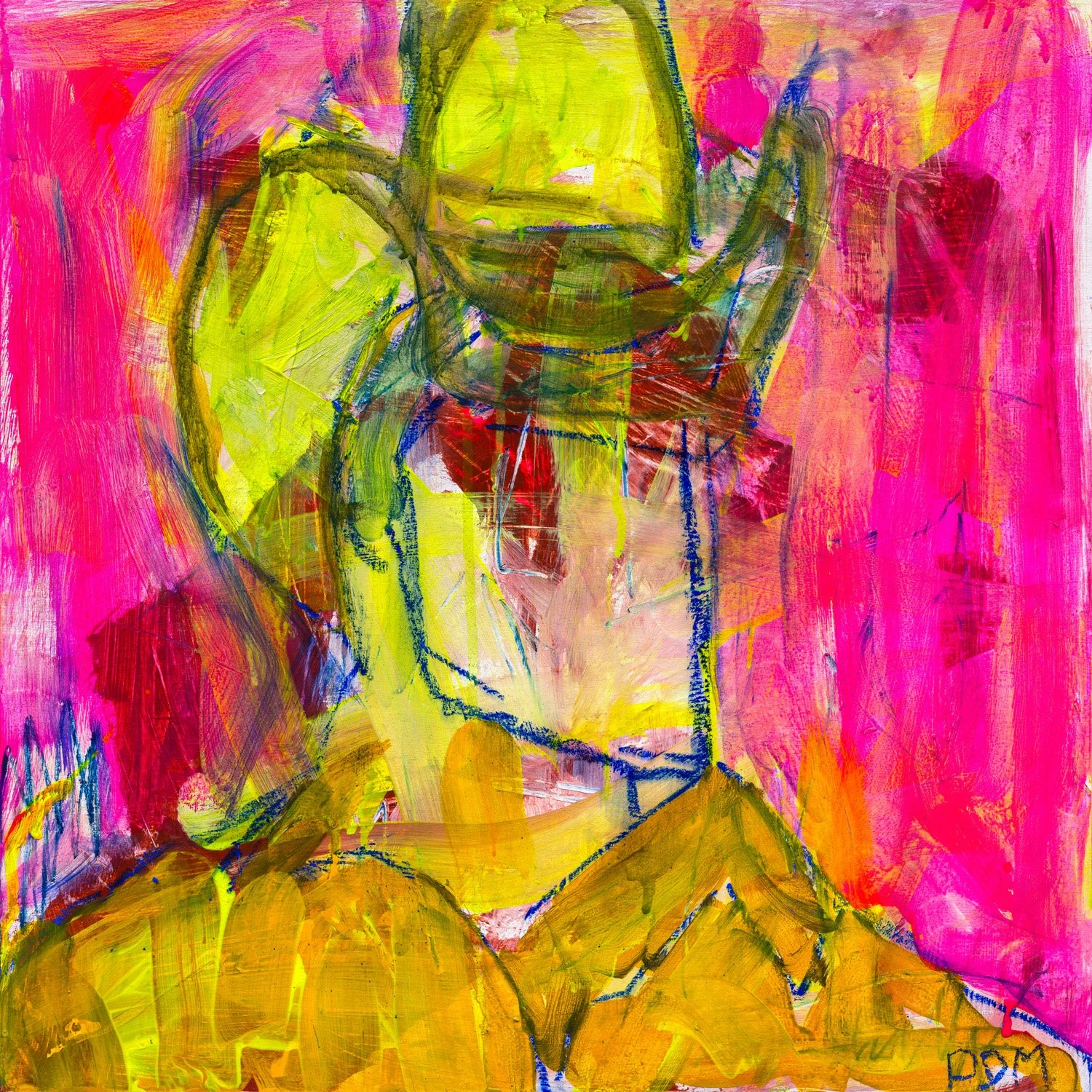 Acid Cowboy, 2026, Acrylic on canvas, 20 x 20, Framed