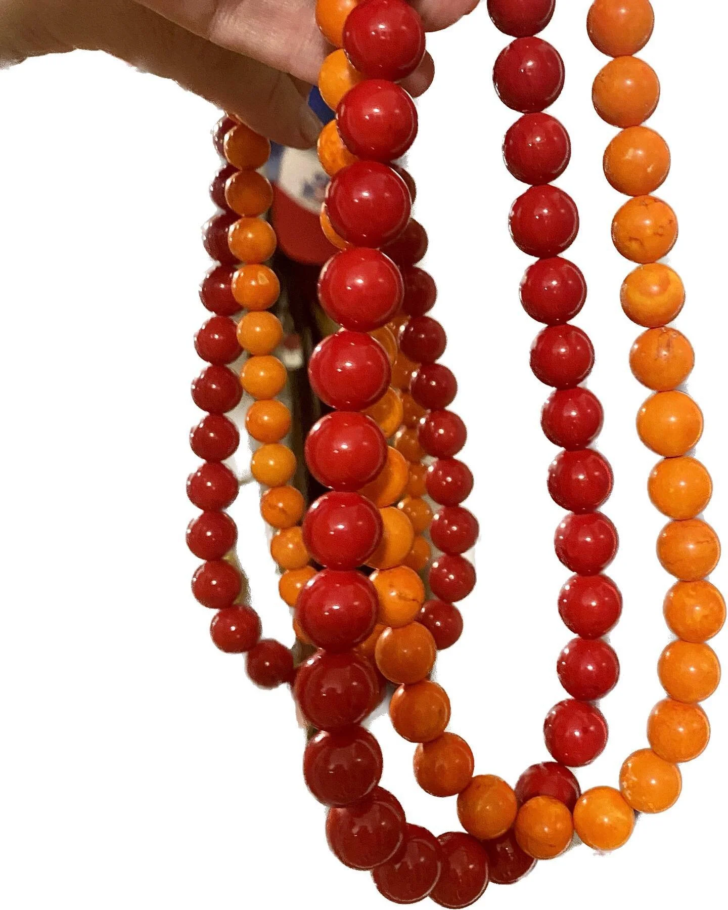 Let&rsquo;s FUN! #1 Orange Howlite Necklace Sterling Silver Hook Clasp 17.5&rdquo;. #2 Red Jade Sterling Silver Hook Clasp 17.5&rdquo;. #10Metal #10M #10Metal.com #wearthesewithyourturkey #bigbeads #FUN #getyourstoday #DMifinterested