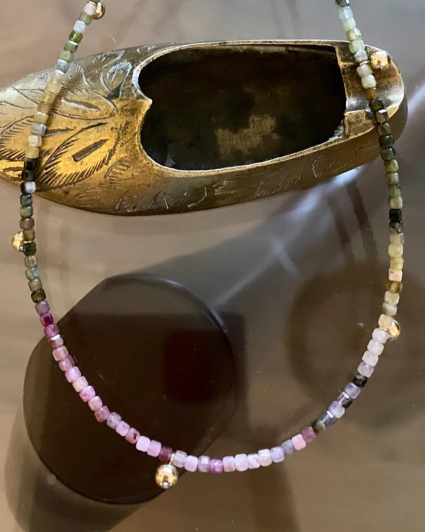 Pretty Little Thing. Multi-Tourmaline Necklace w/ 7 GF Drop Pendants Necklace 16&rdquo;. #10Metal #10M #10Metal.com #multitourmaline #prettylittlething