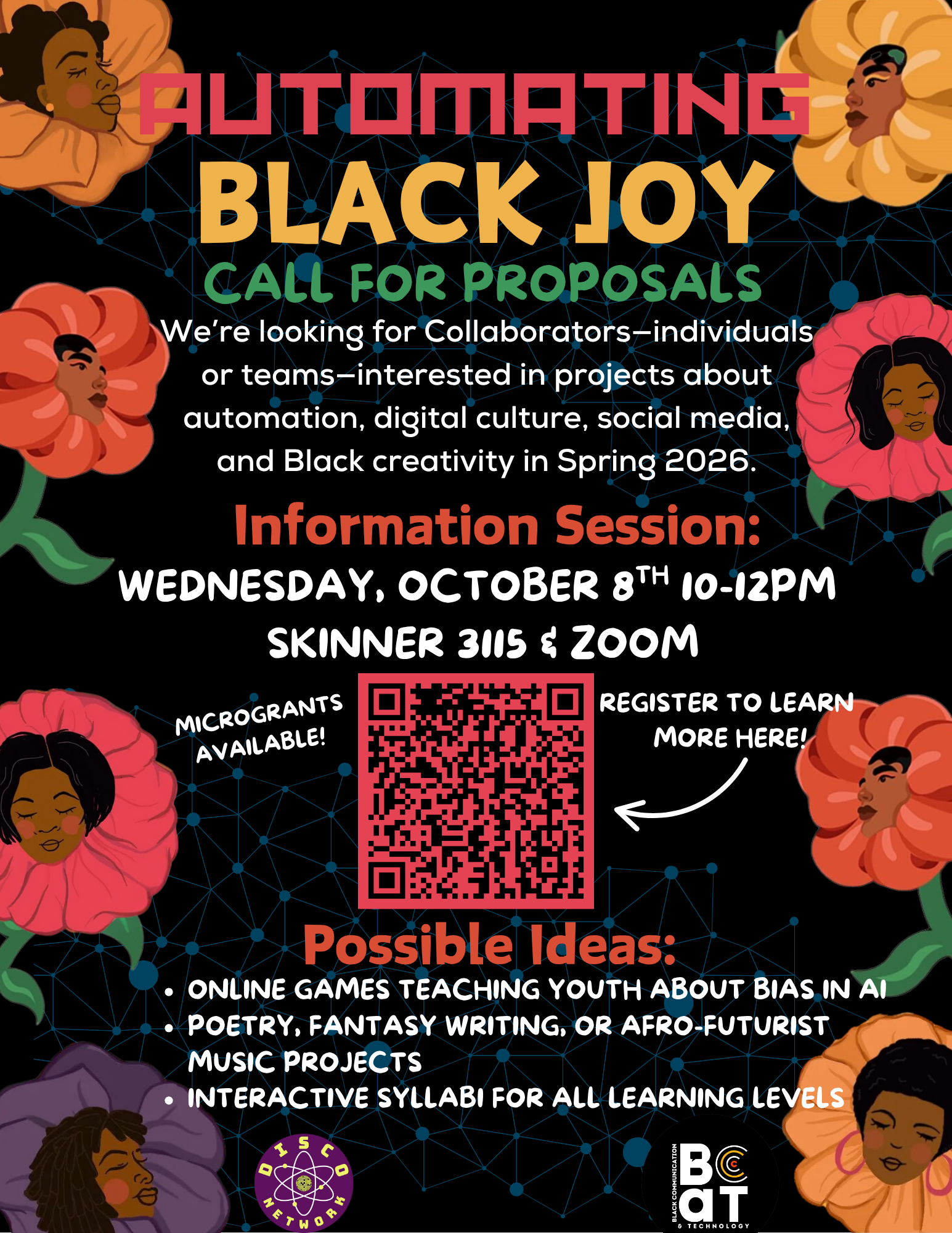 Flier of Automating Black Joy Info Session for the 8th of October