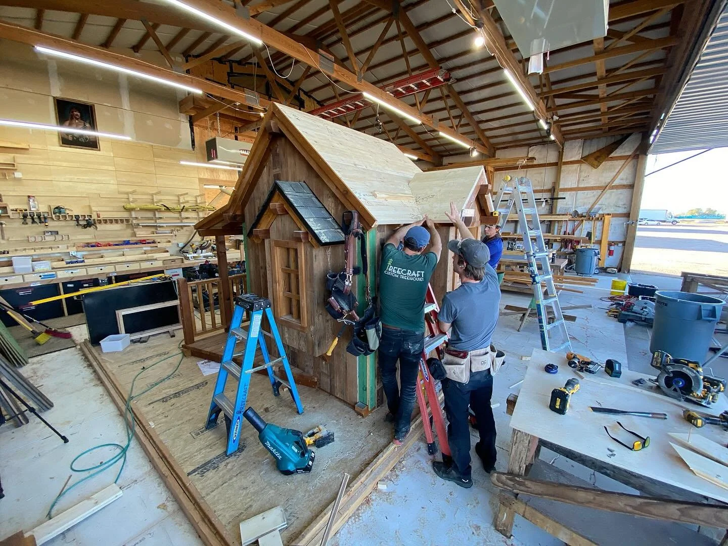 Finishing touches to the Catalpa Treehouse prefab in the shop today, and loading up trailers to head to site.  Installation in Denver begins tomorrow!