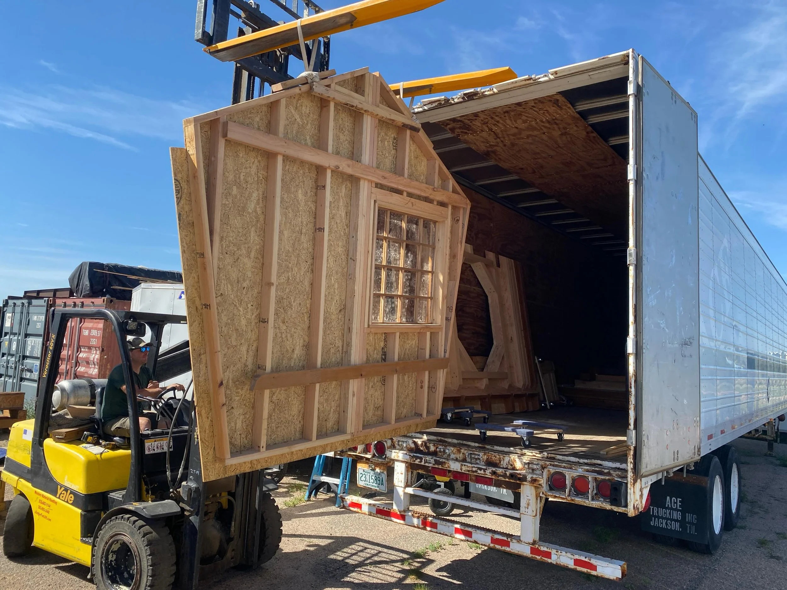 The last days of prefab and load out last week.  We filled a 53&rsquo; semi trailer to the brim with prefabbed components, and I drove our tool trailer from Colorado to Wisconsin over the last couple days.  The trucker arrives on site with the semi t