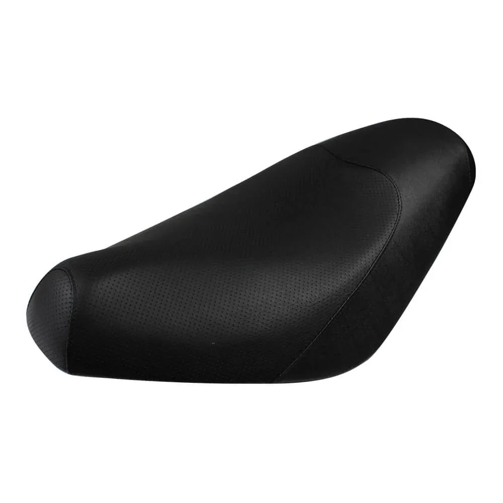 Black motorcycle or bicycle seat with a textured surface.