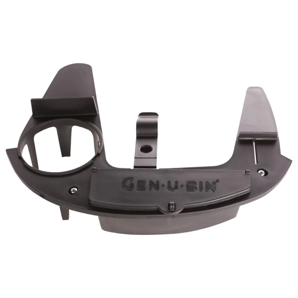 Black plastic gun lock with the words 'GEN-U-BIN' embossed on it.