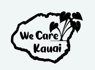 Logo with a map outline of Hawaii and the text 'We Care Kawaii' inside.