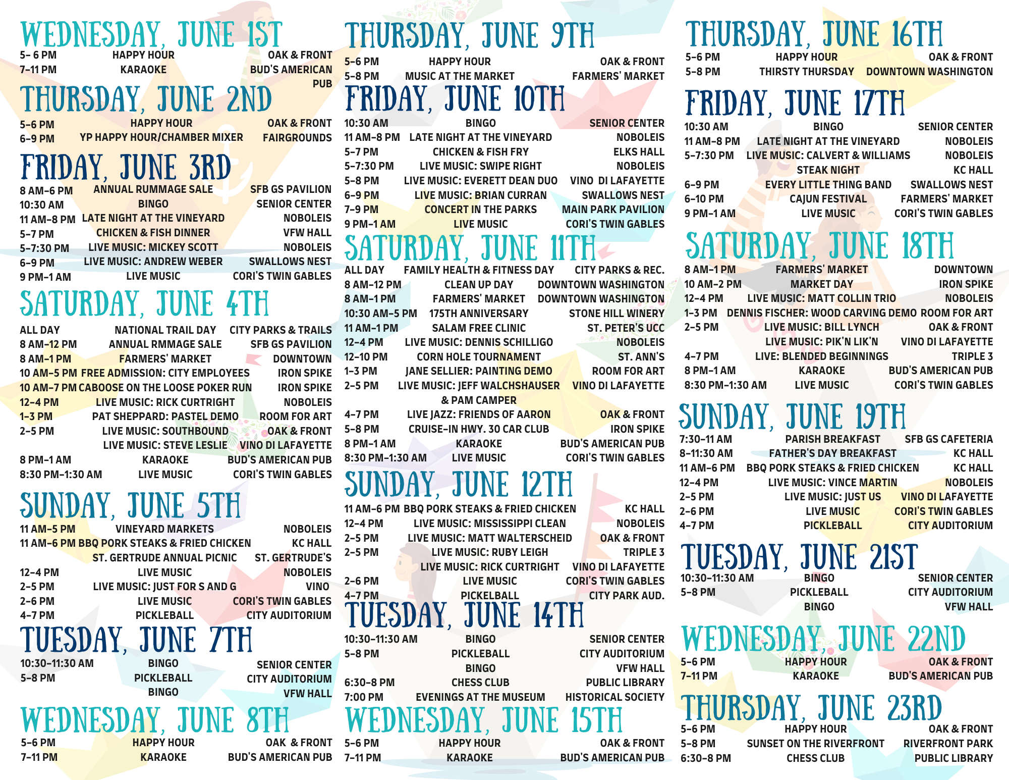 2022 June Calendar Inside Panels