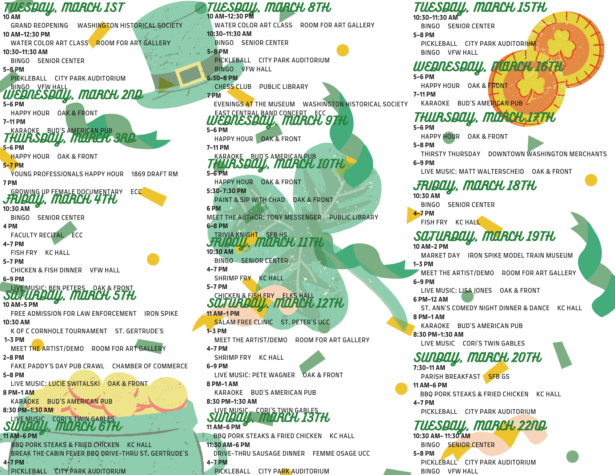 2022 March Calendar Inside Panels
