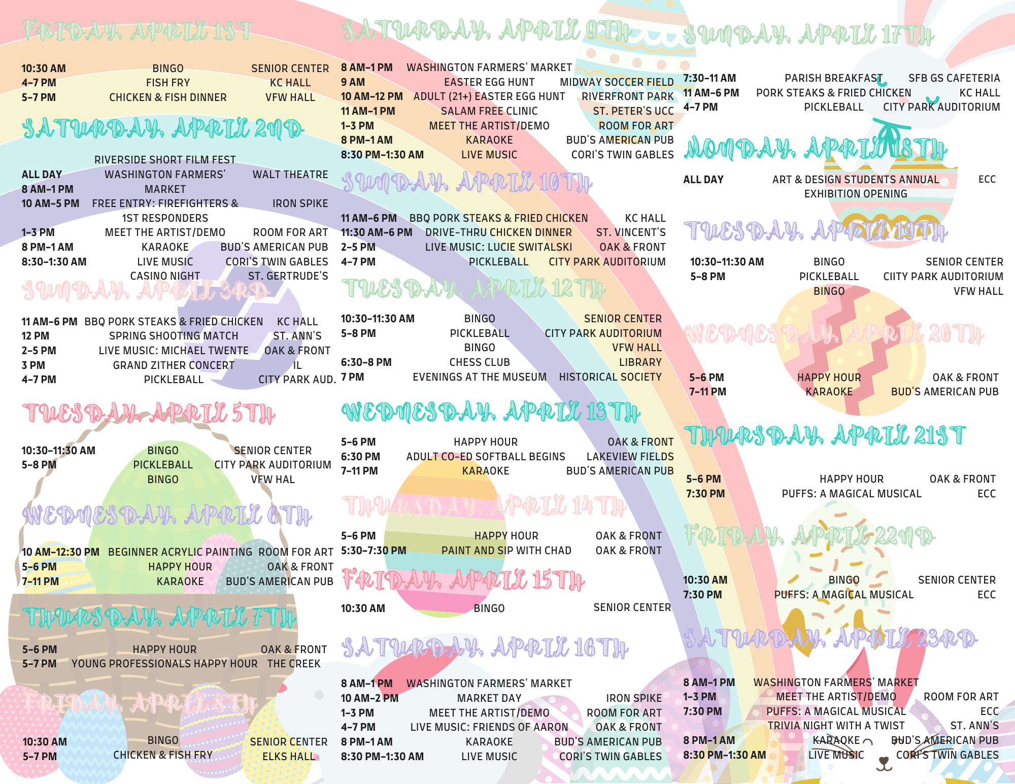 2022 April Calendar Inside Panels