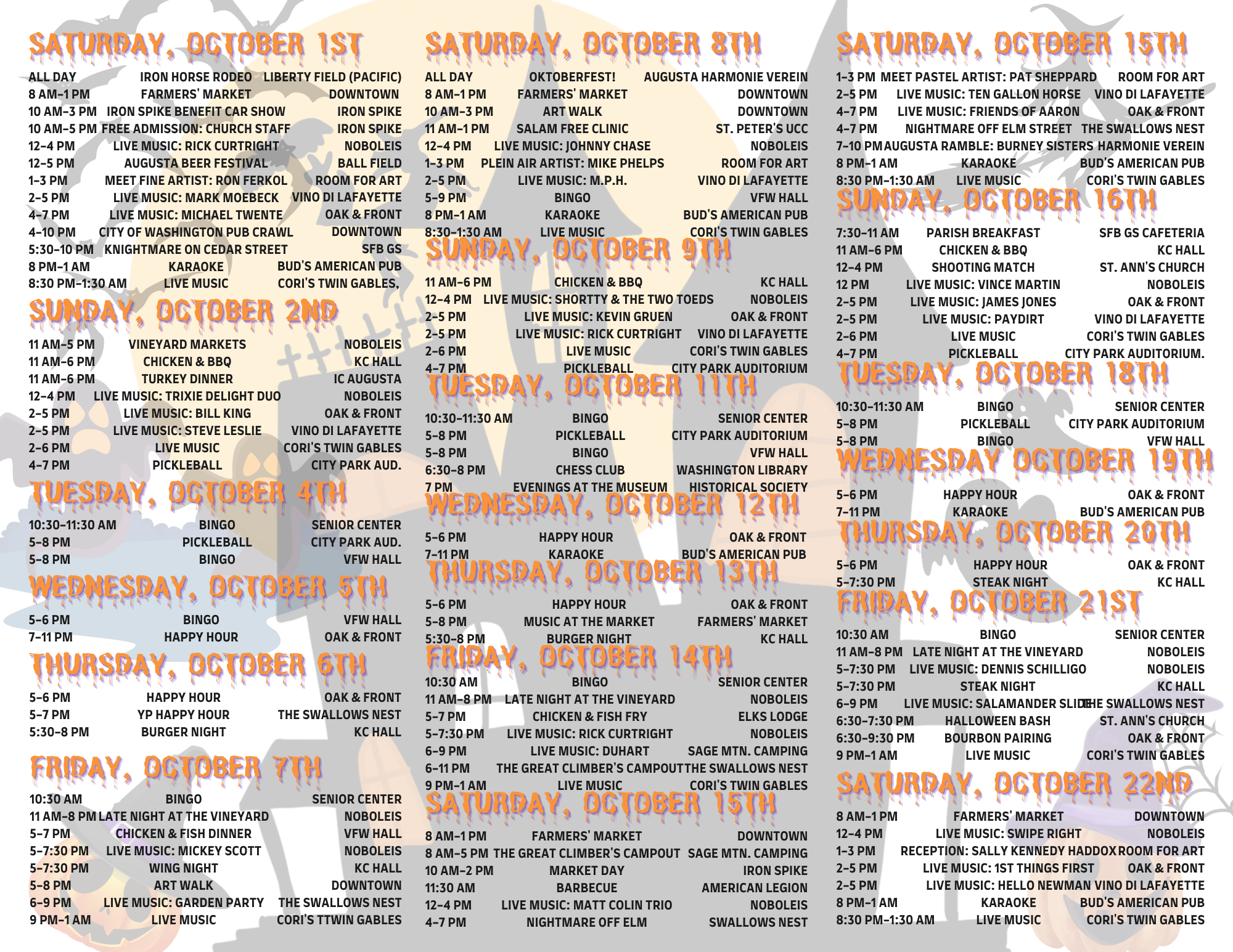 2022 October Calendar Inside Panels