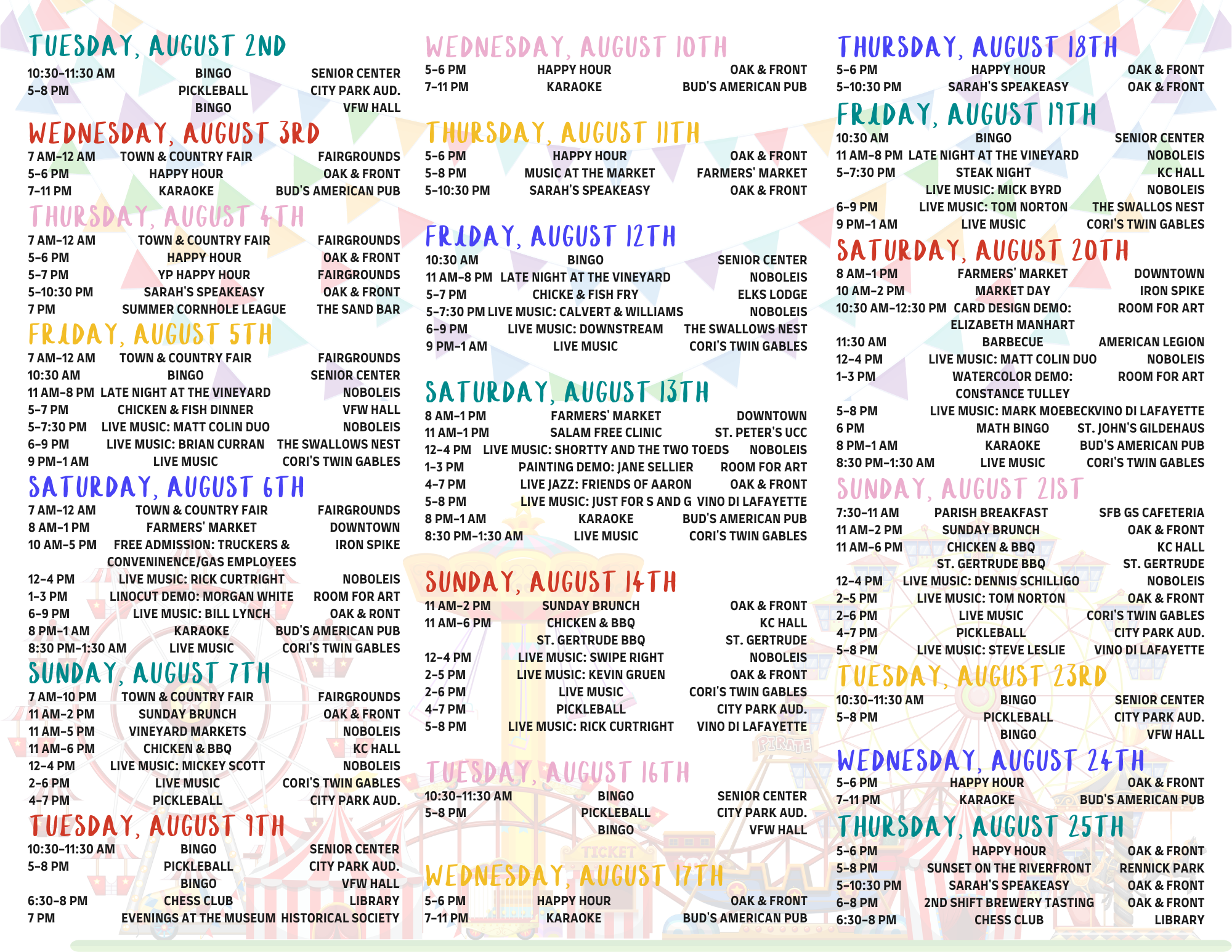 2022 August Calendar Inside Panels