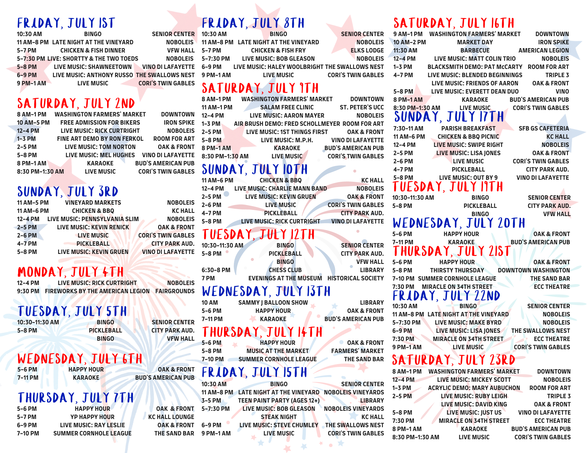 2022 July Calendar Inside Panels