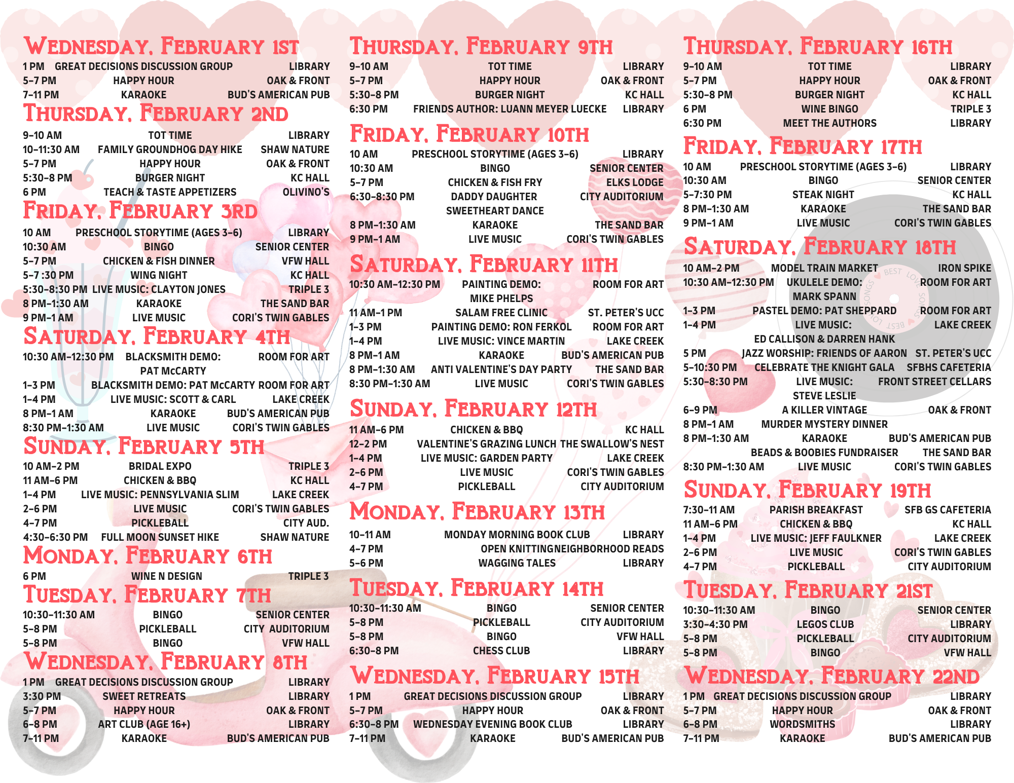 2023 February Calendar Inside Panels