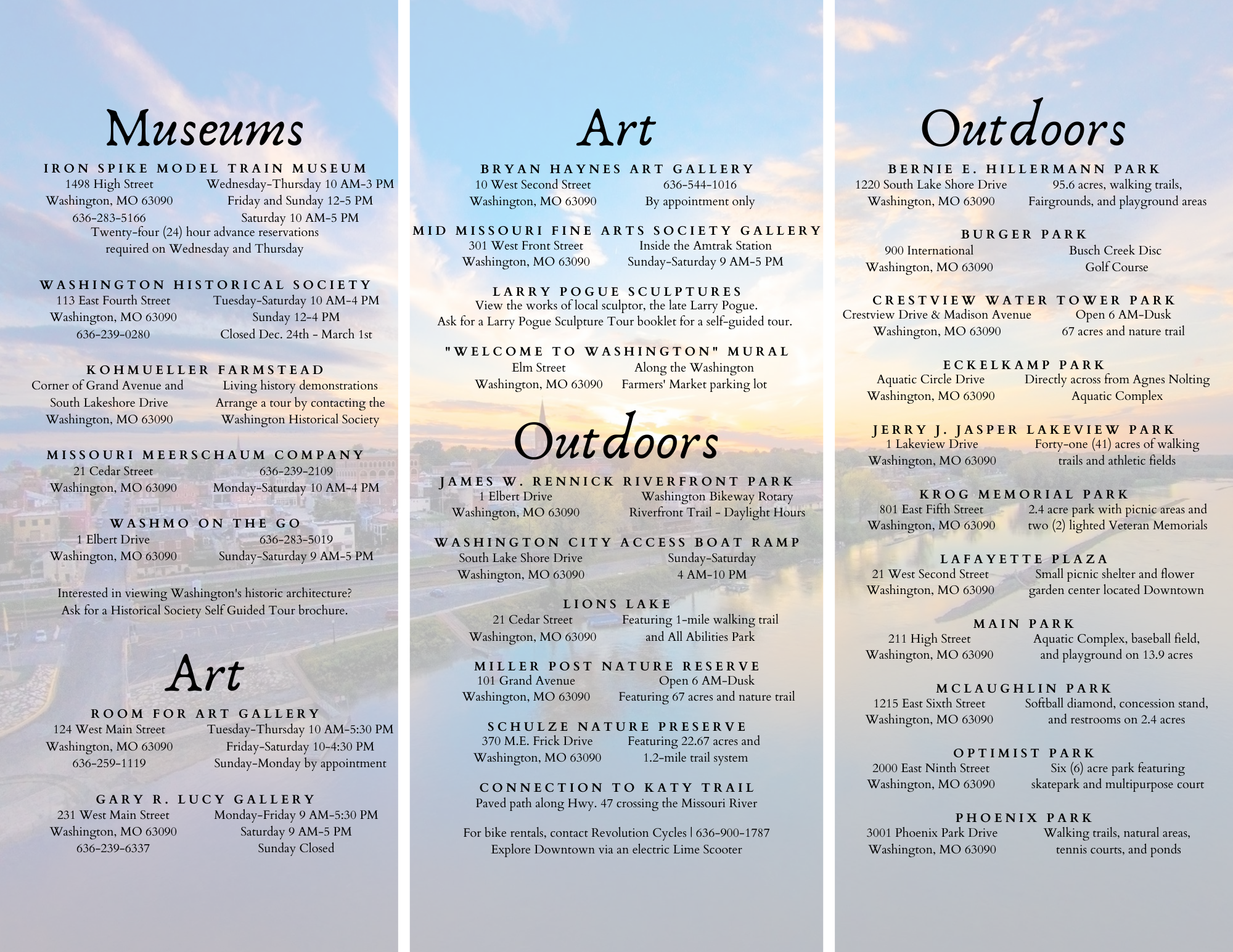 Plan Your Day in Washington, Missouri Inside Panels
