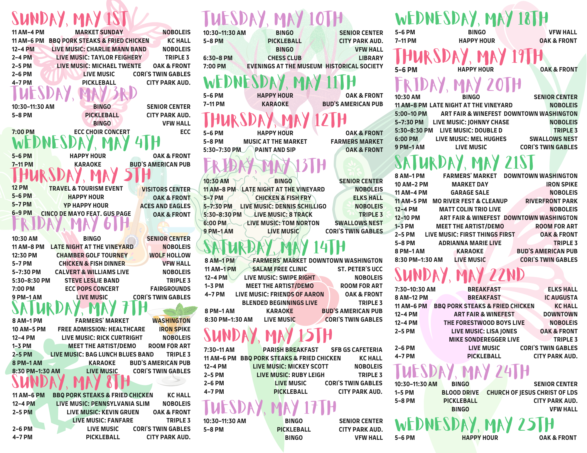 2022 May Calendar Inside Panels