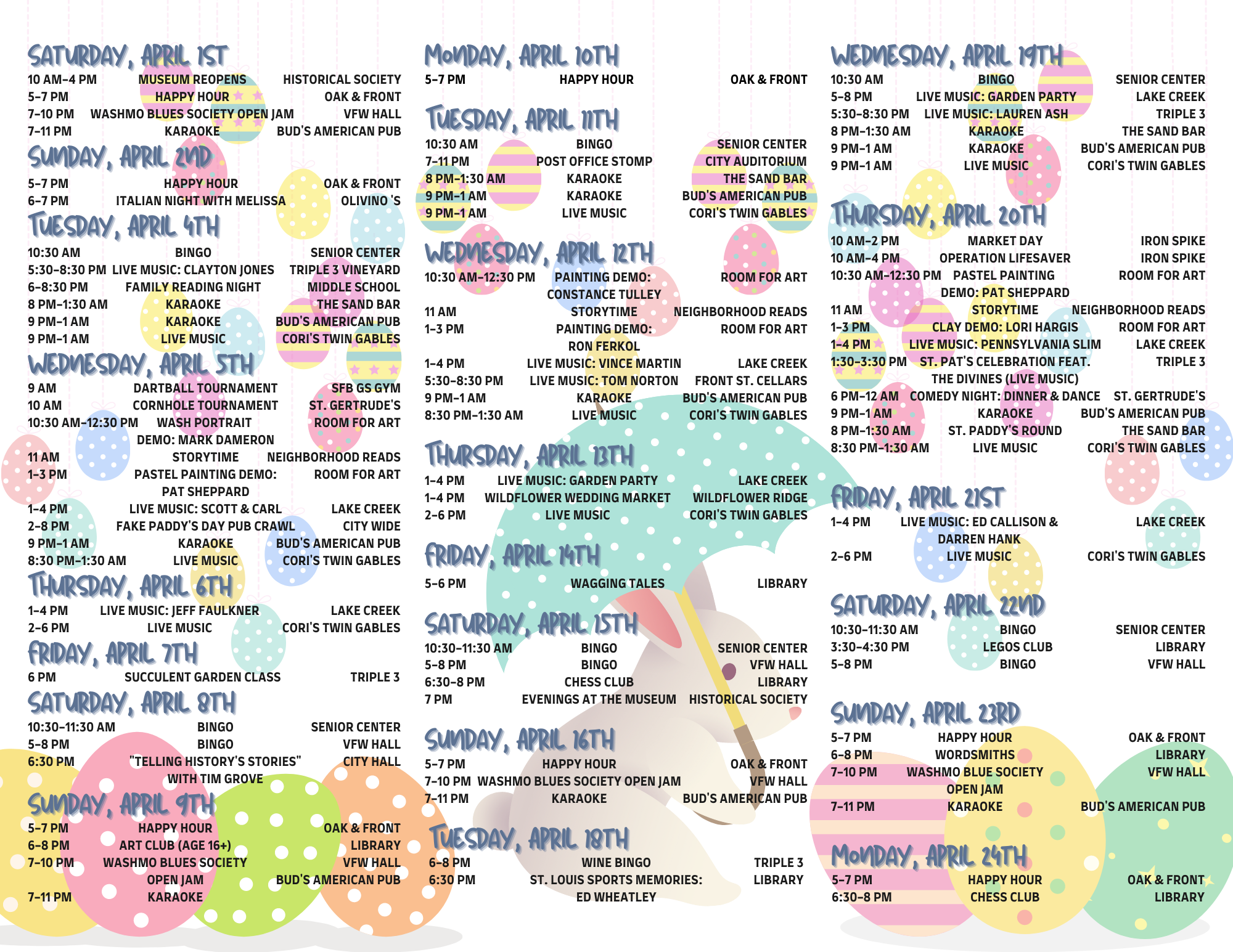 2023 April Calendar Inside Panels