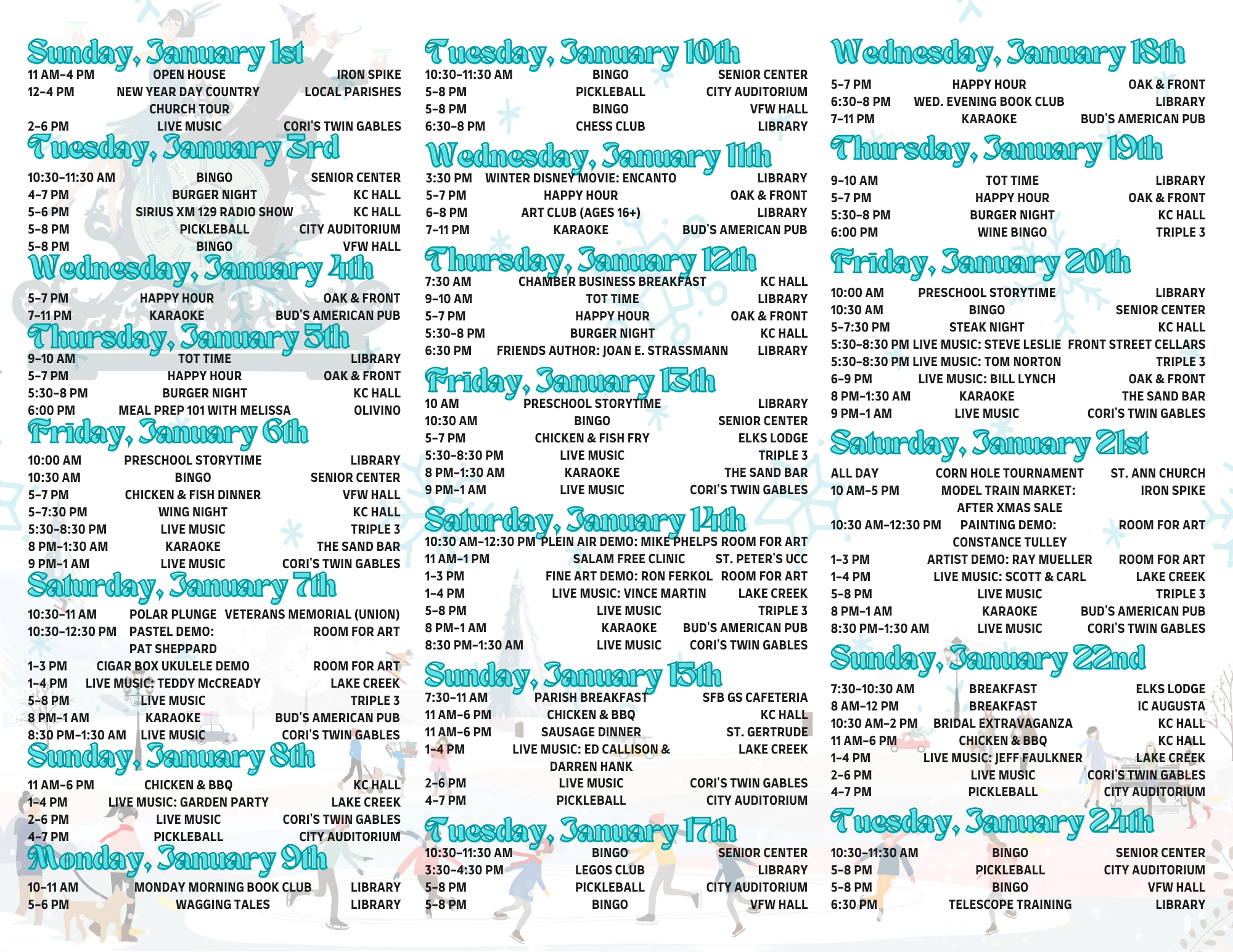 2023 January Calendar Inside Panels