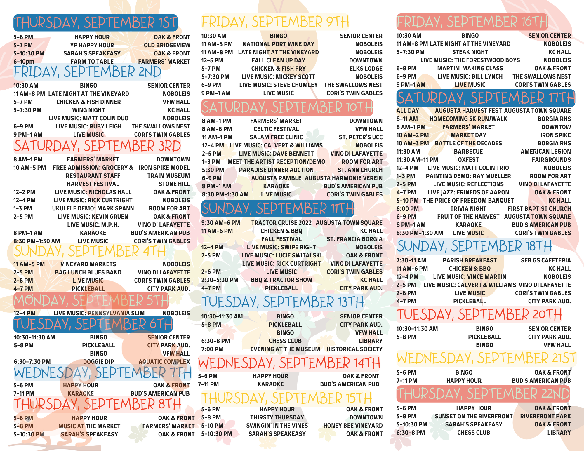 2022 September Calendar Inside Panels
