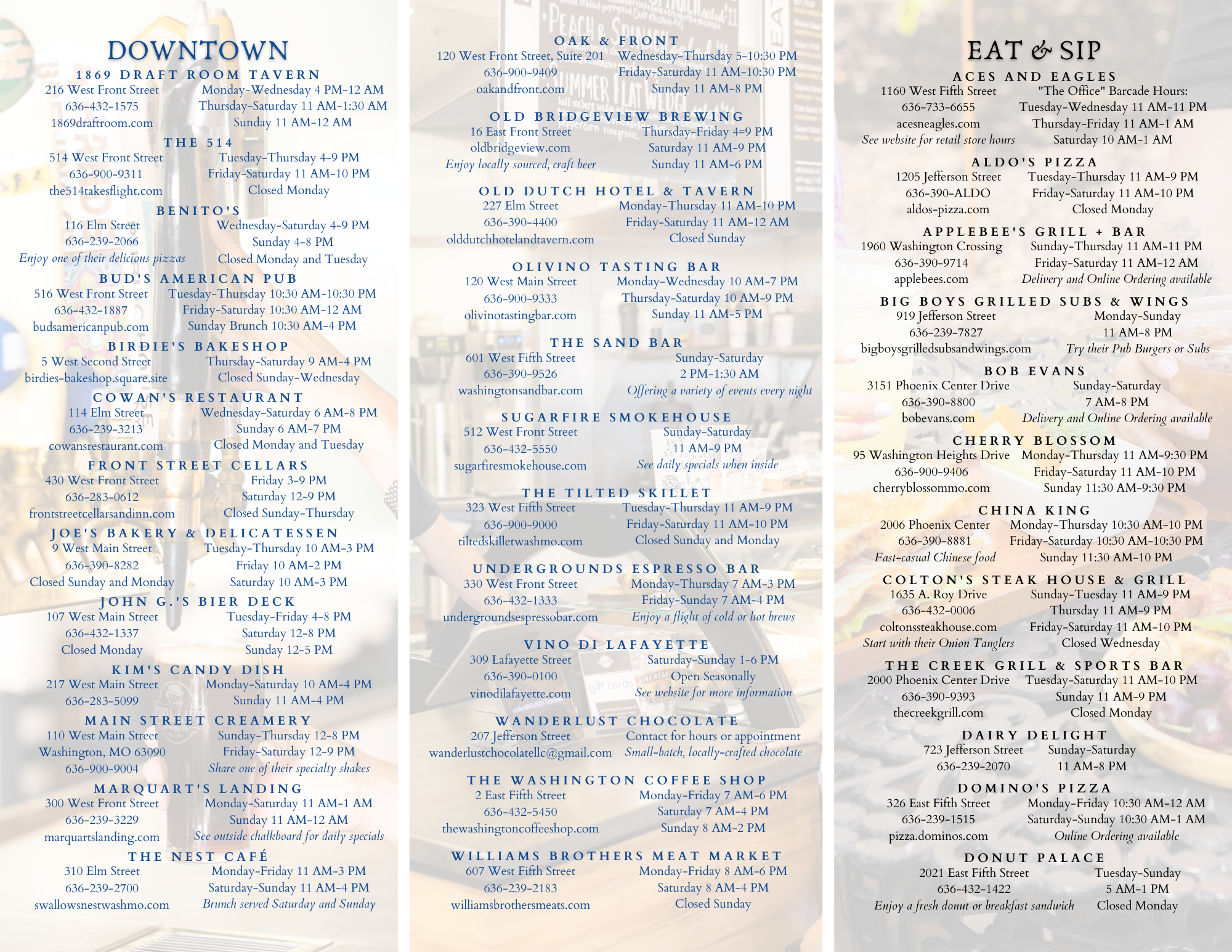 Washington Wine & Dine Guide Inside Panels