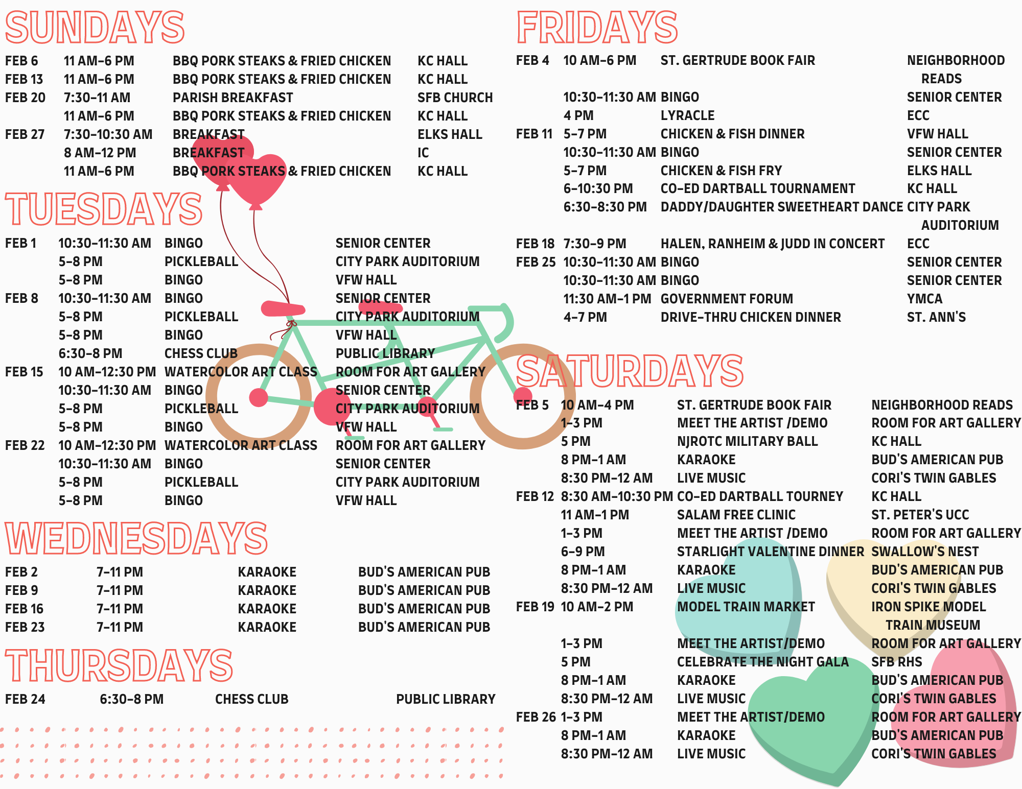 2022 February Calendar Inside Panels