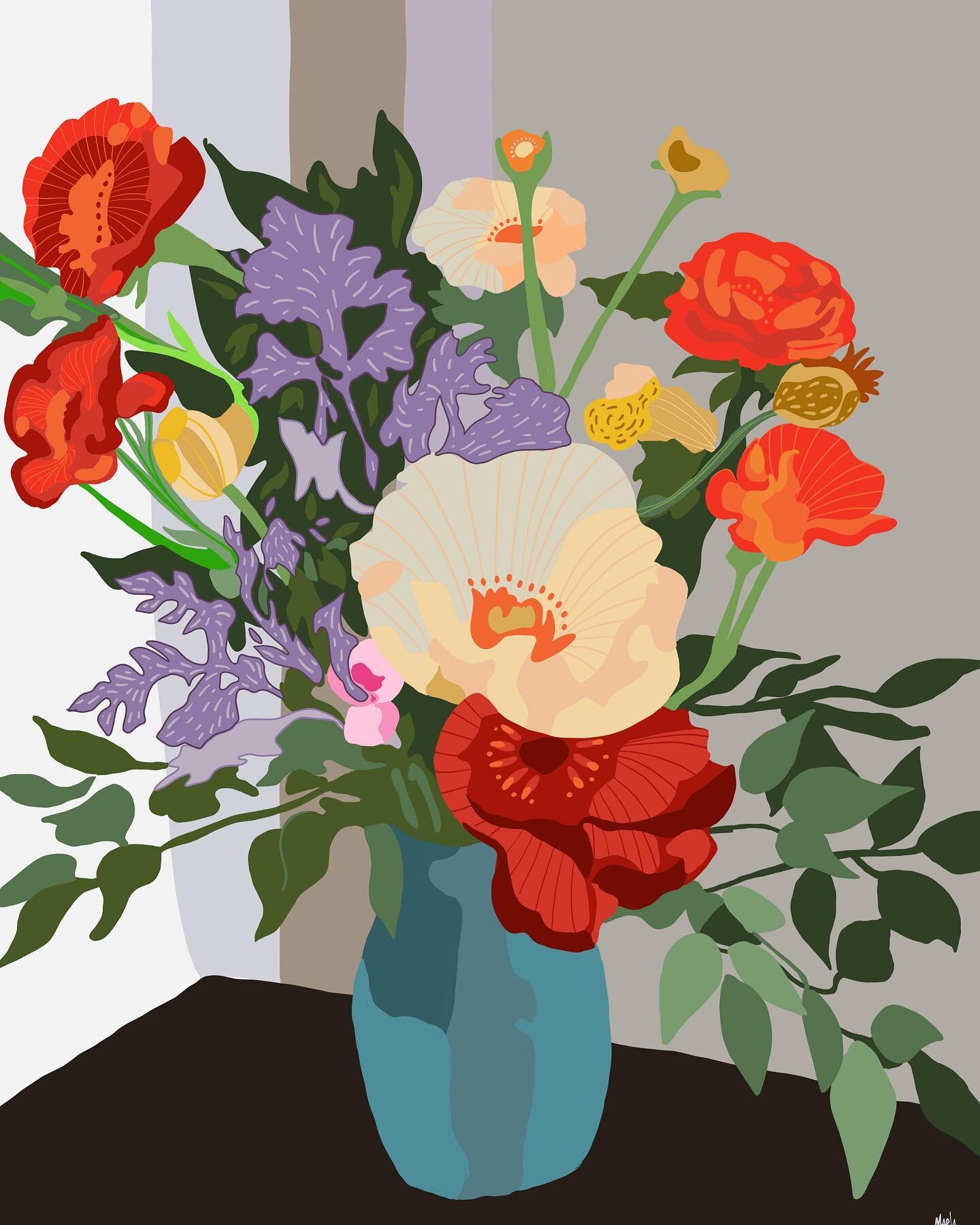 Digital Illustration from my iPad @adobedrawing #adobefresco #adobefrescoillustration #illustrations #digitalillustrations #stilllife #floralstilife #digitalpainting #poster #posters