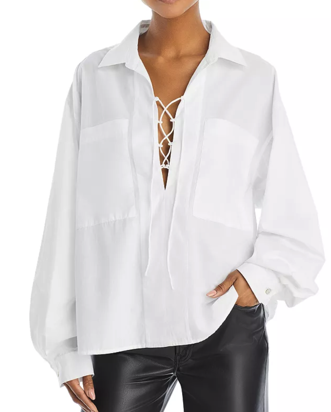 Mother The Roomie Lace Up Blouse