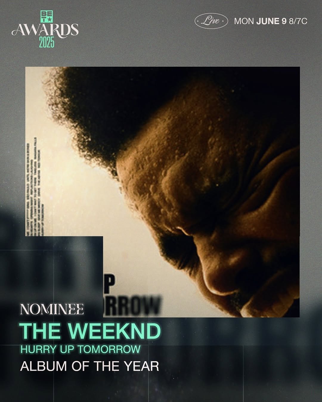 Congratulations to @betawards Album of the Year nominees  @theweeknd @metroboomin @future @beyonce @champagnepapi ✨

Shout out to the Kilo fam @prince85 @lowell______ &amp; Eli Brown for their contributions.

Catch the premiere June 9 at 8/7C on BET.