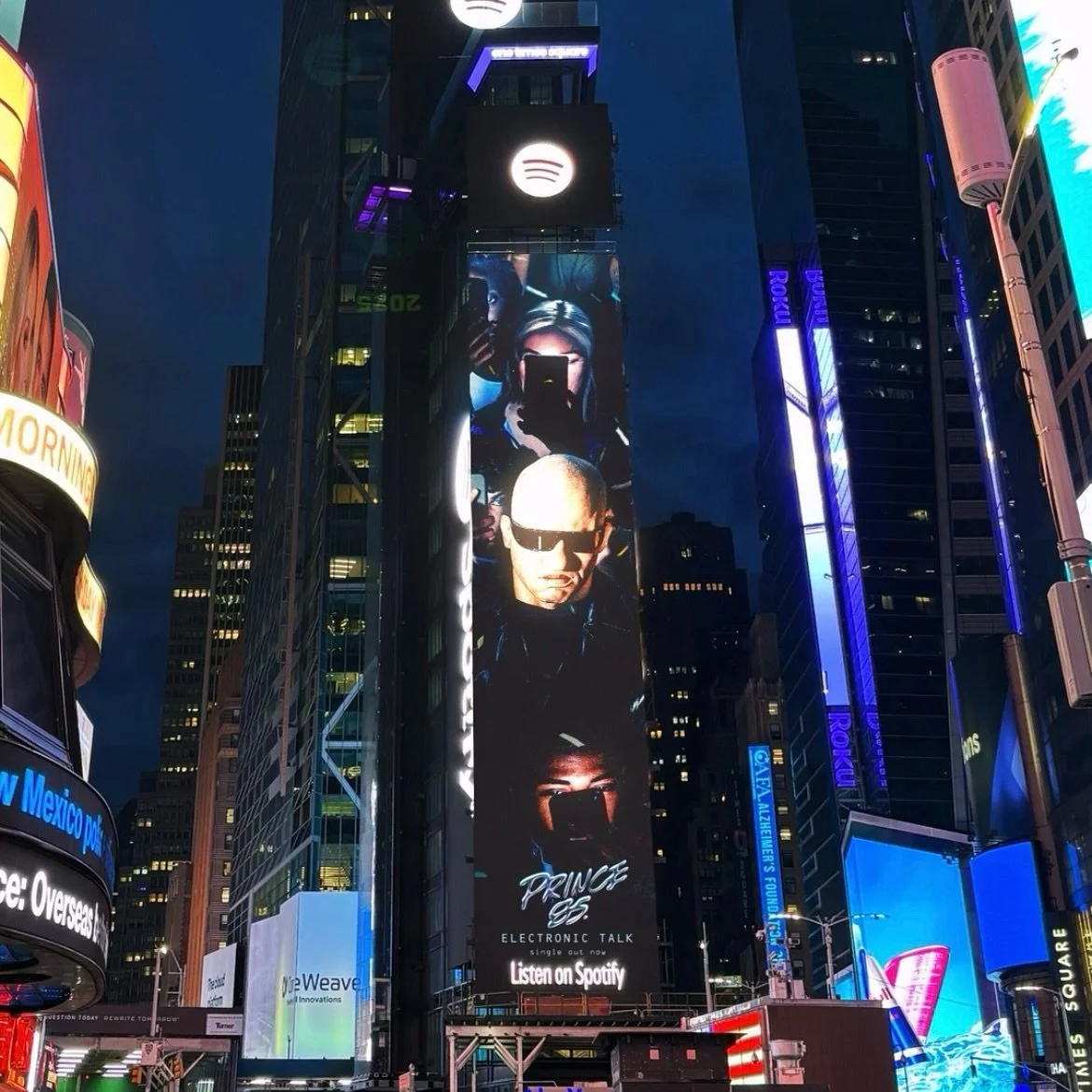 @prince85 featured on a billy in NYC Times Square. Listen to &lsquo;Electronic Talk&rsquo; out now💥