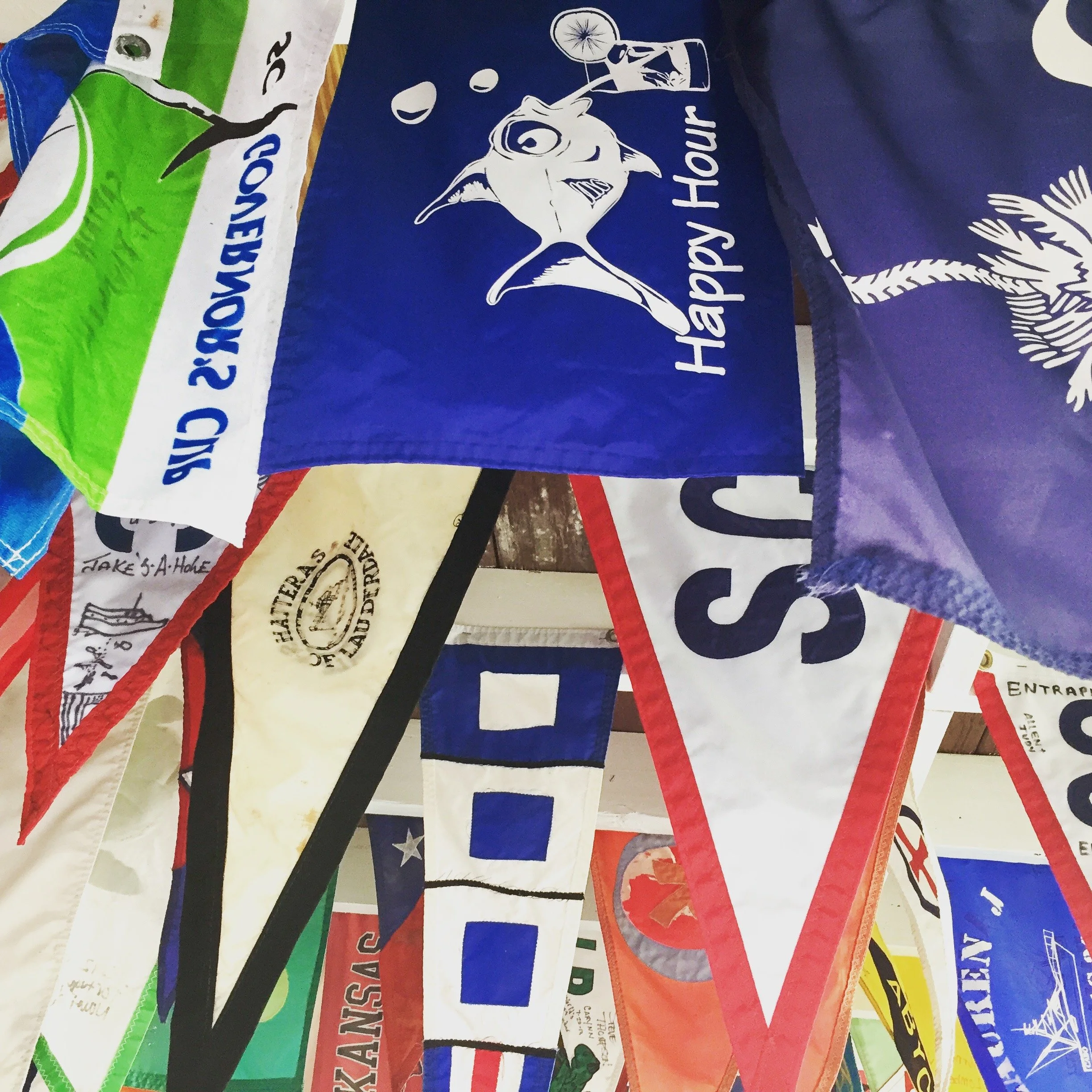  Flags at the Staniel Cay Yacht Club 