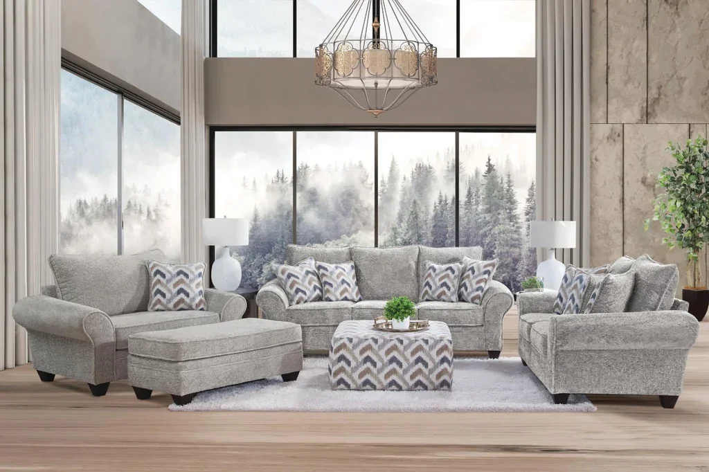 Fontana Beige teddy bear material available in the 3 piece set with option of two styles of ottomans call for availability and pricing. 