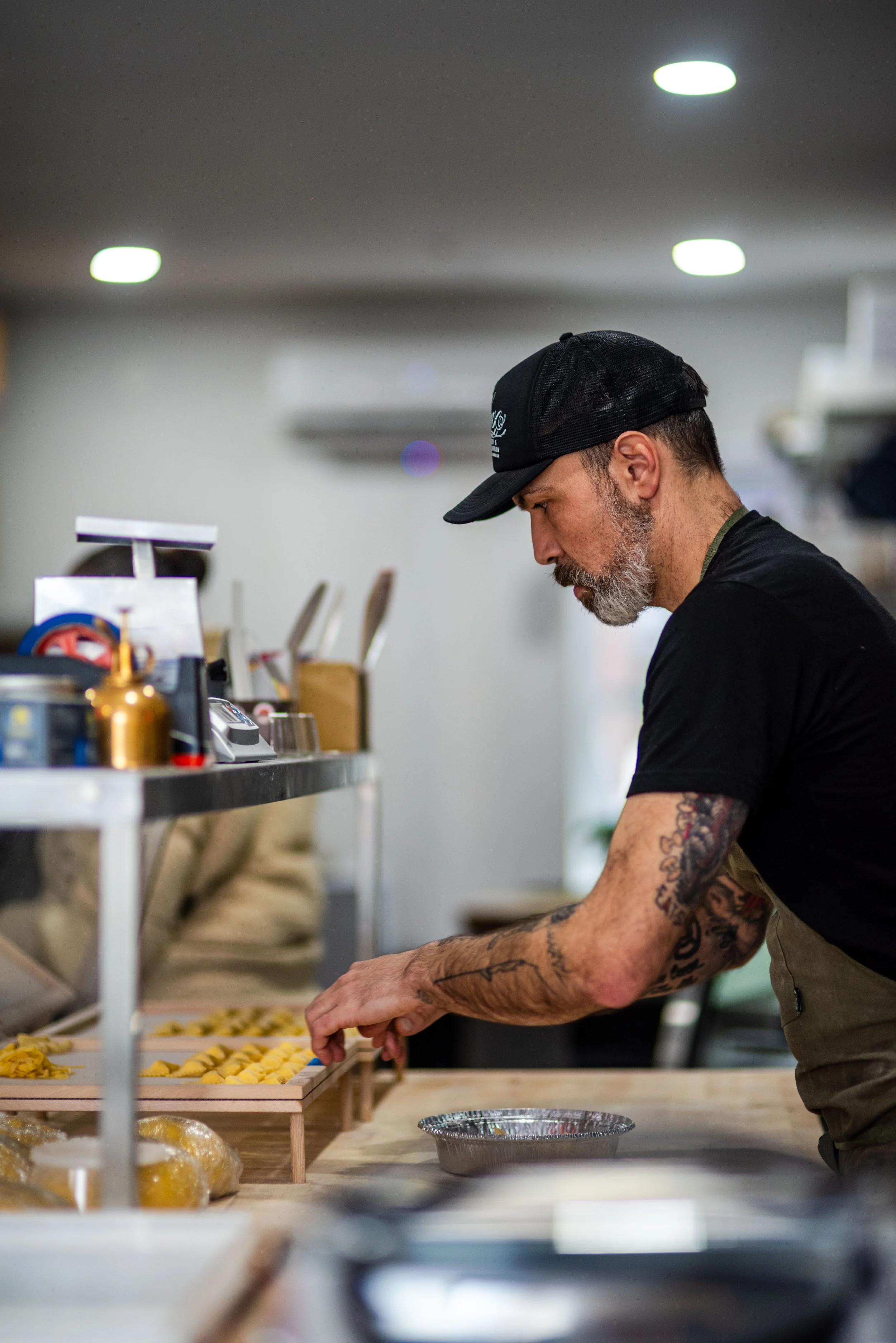 Chef Chuck at the pasta table