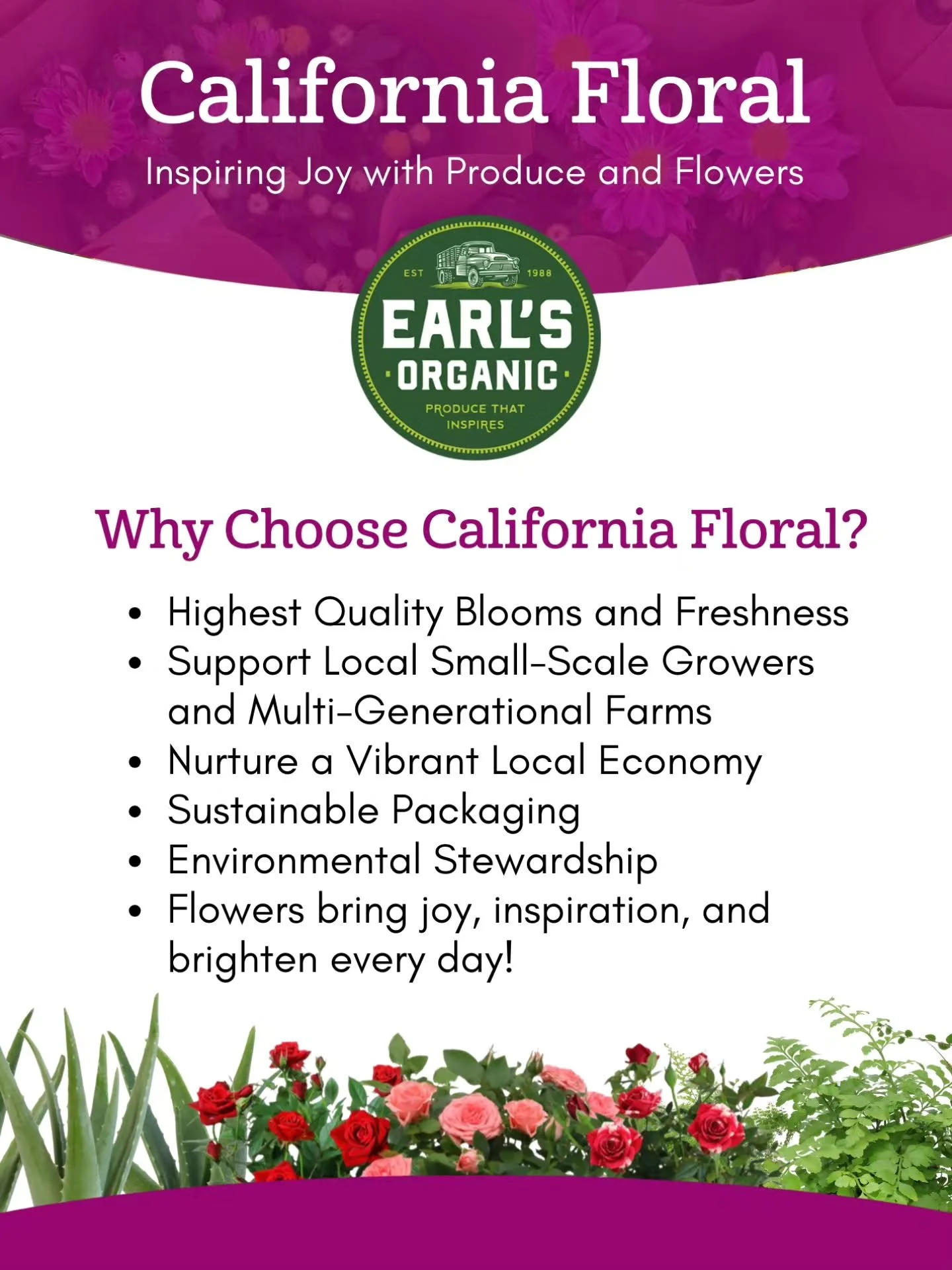 Beautiful California floral blooms are cut fresh to order and bring joy for longer! Your favorite flowers and unique blooms are harvested year round.  #fortheloveofflowers 
#organicflowers
#cagrown