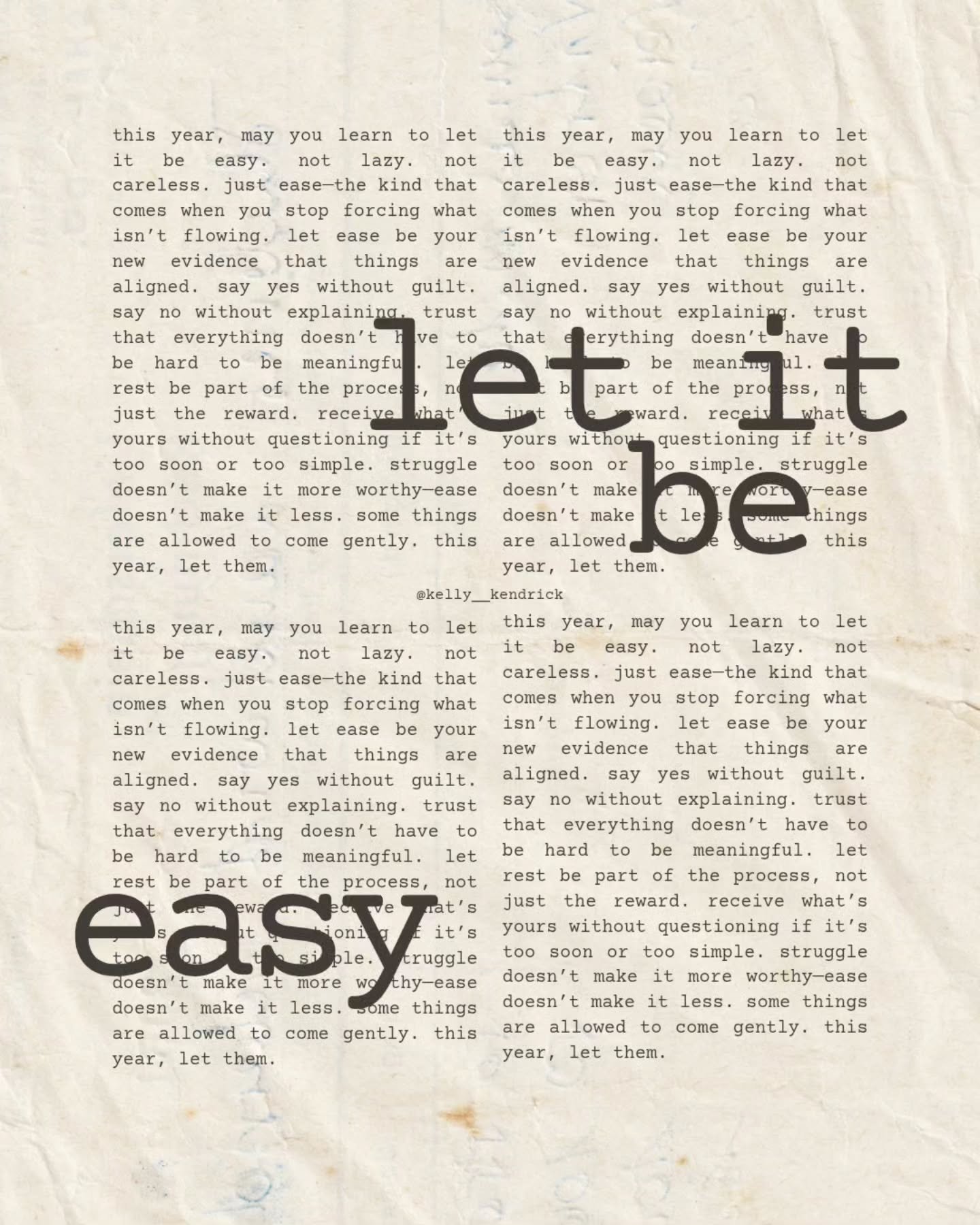 #mood ...this year, may you learn to let it be easy

not lazy. not careless

just ease&mdash;the kind that comes when you stop forcing what isn&rsquo;t flowing. let ease be your new evidence that things are aligned

say yes without guilt

say no with