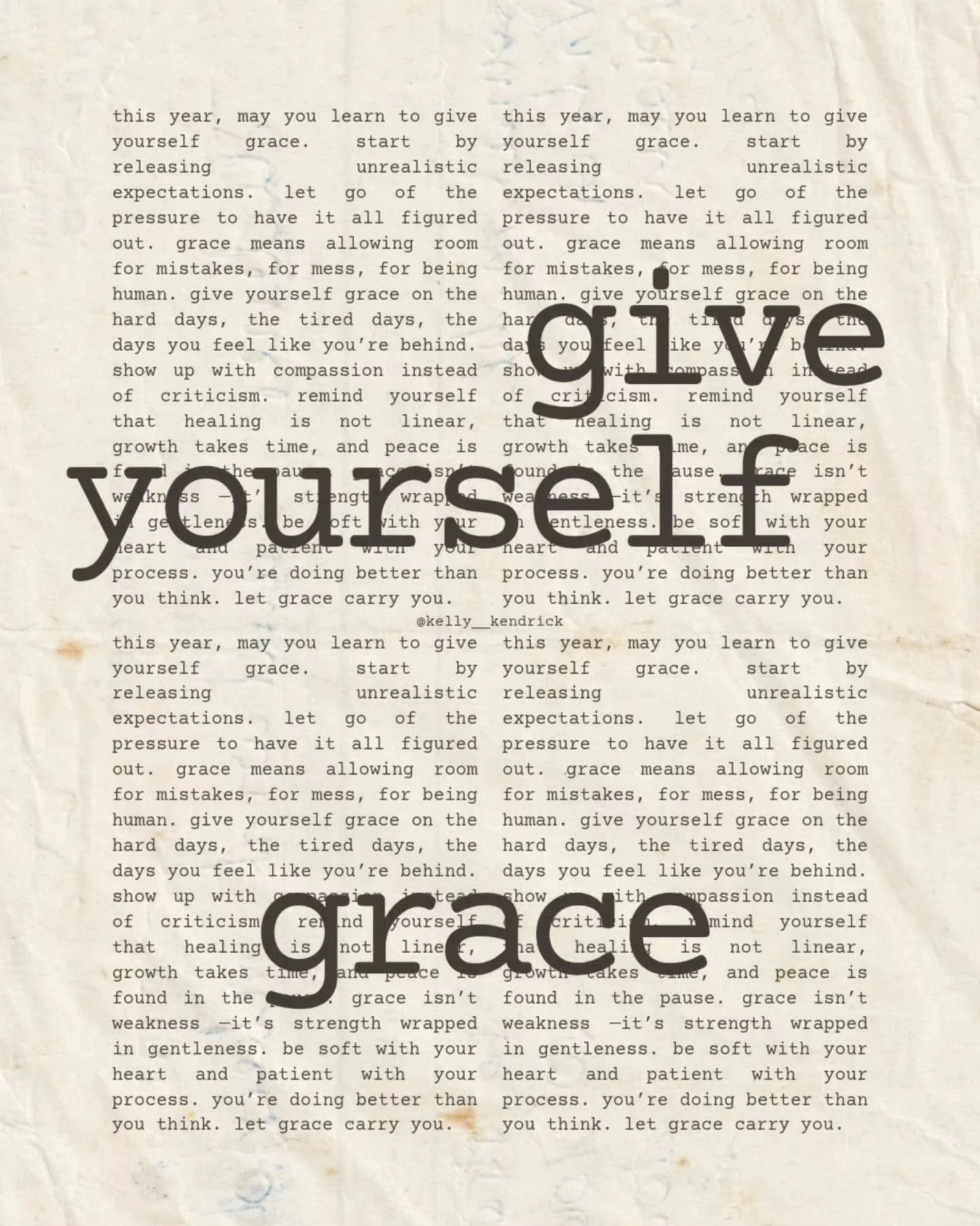 #mood ... this year, may you learn to give yourself grace. 

start by releasing unrealistic expectations. 

let go of the pressure to have it all figured out. grace means allowing room for mistakes, for mess, for being human. 

give yourself grace on