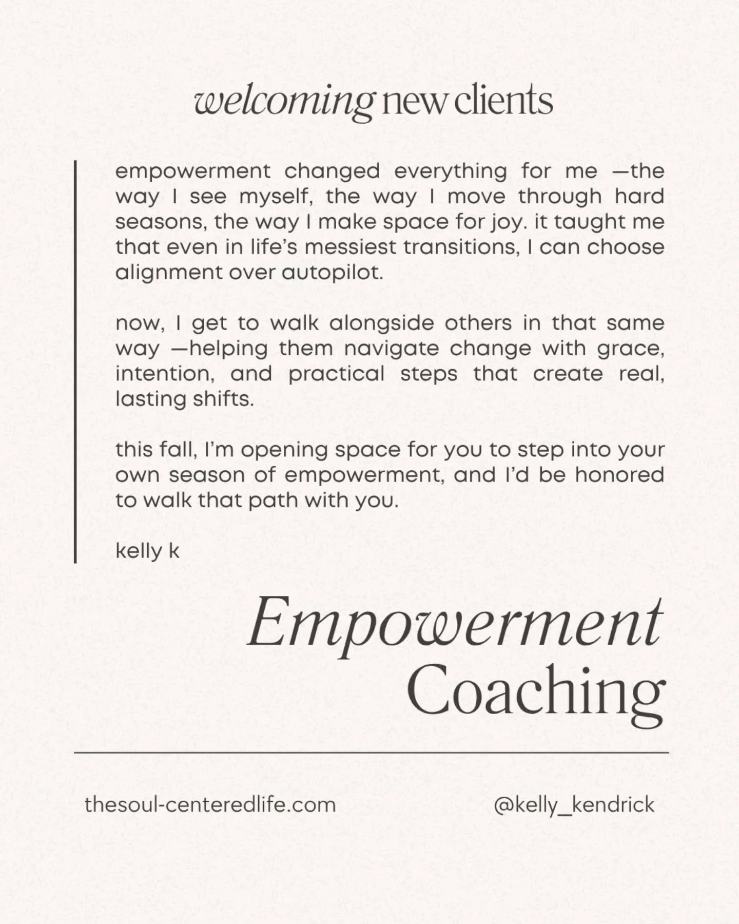 #mood ...empowerment changed my life &mdash;now, I'm opening space to help you step into yours this fall

sending light and love, 

&mdash;kelly

✨️ link in bio to learn more about the 4 offerings or schedule a consultation

#lifecoach #empowermentco