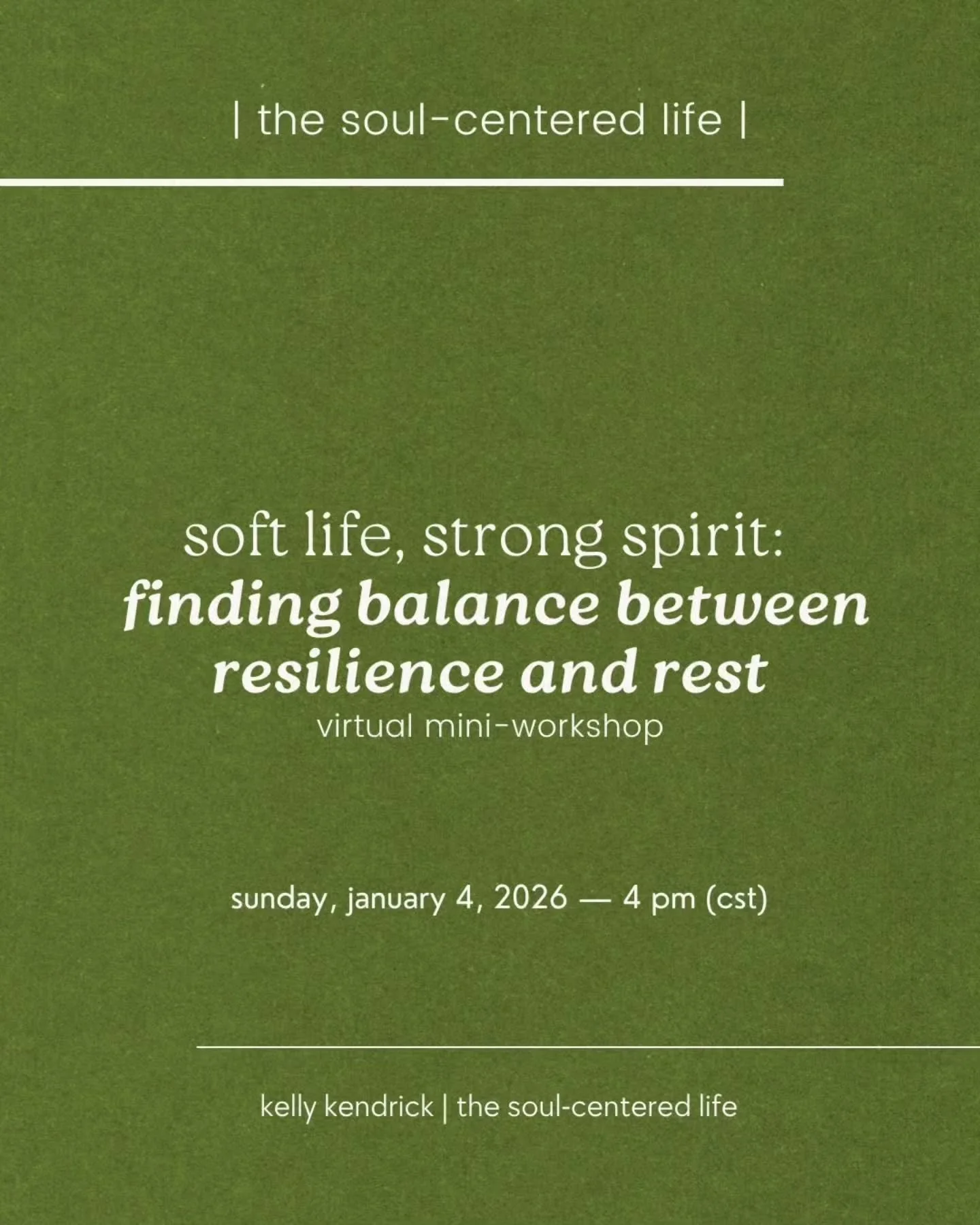 #mood ...the first soft life, strong spirit mini-workshop filled my heart.

join me again sunday, january 4 at 4 pm (cst) for another gentle pause to rest and reflect.

link in bio

-kelly

#softlifejourney #faithandrest #resilienceandrest #soulfulwo