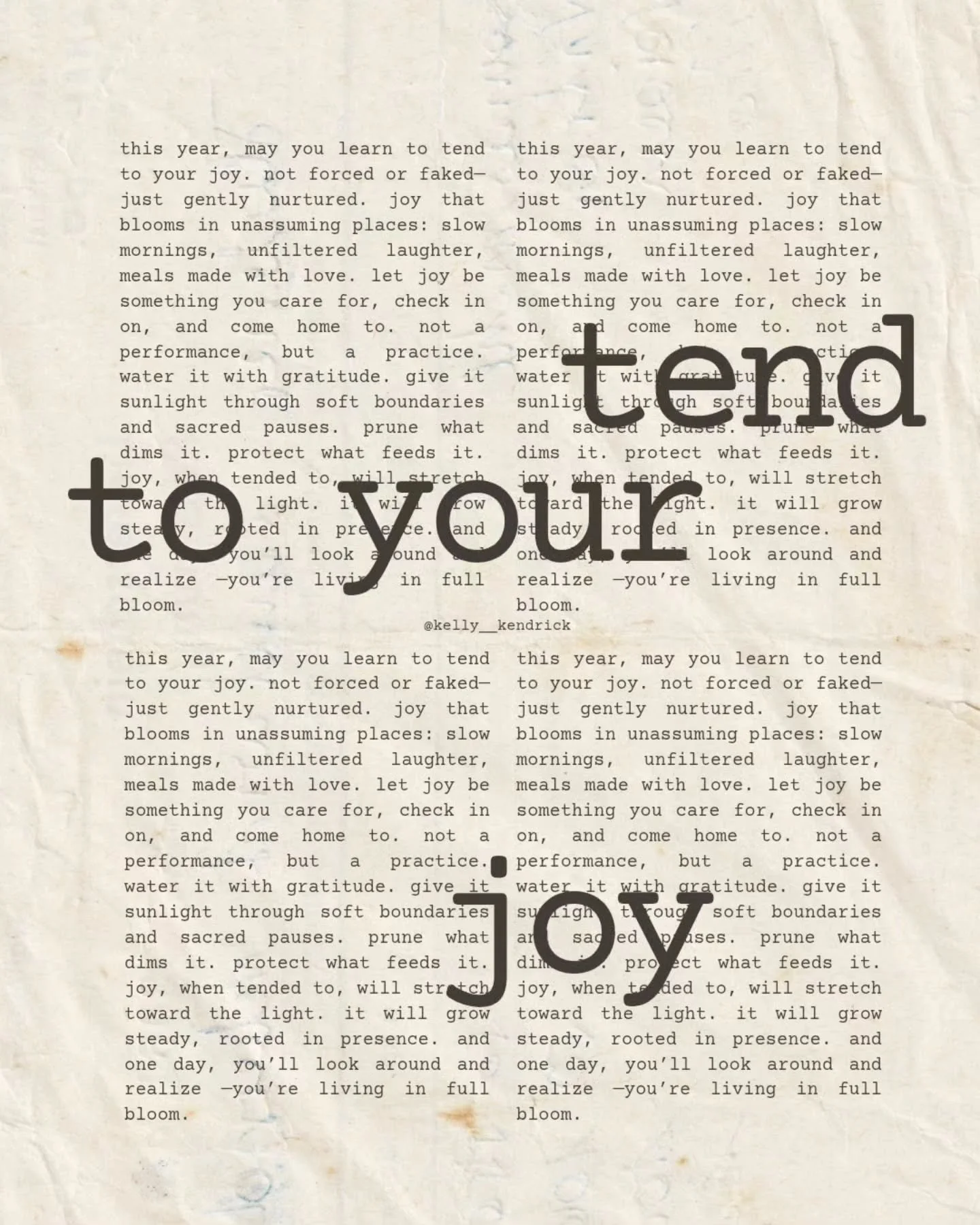 this year, may you learn to tend to your joy

#tendtoyourjoy #joyfilledlife #morejoytocome