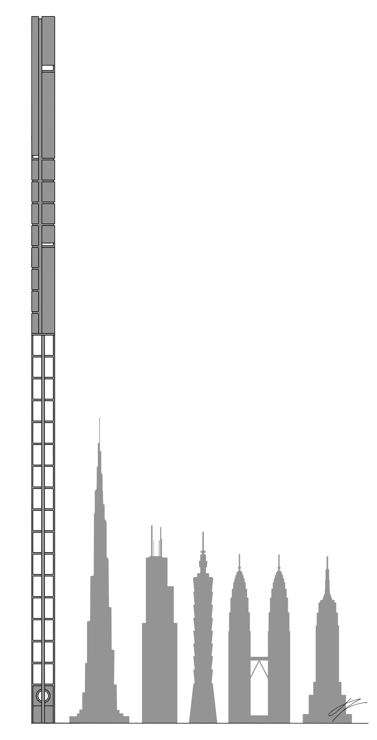 HEIGHT ANALYSIS COMPARING BLADE TOWER ONE TO THE PREVIOUS WORLD'S TALLEST BUILDINGS