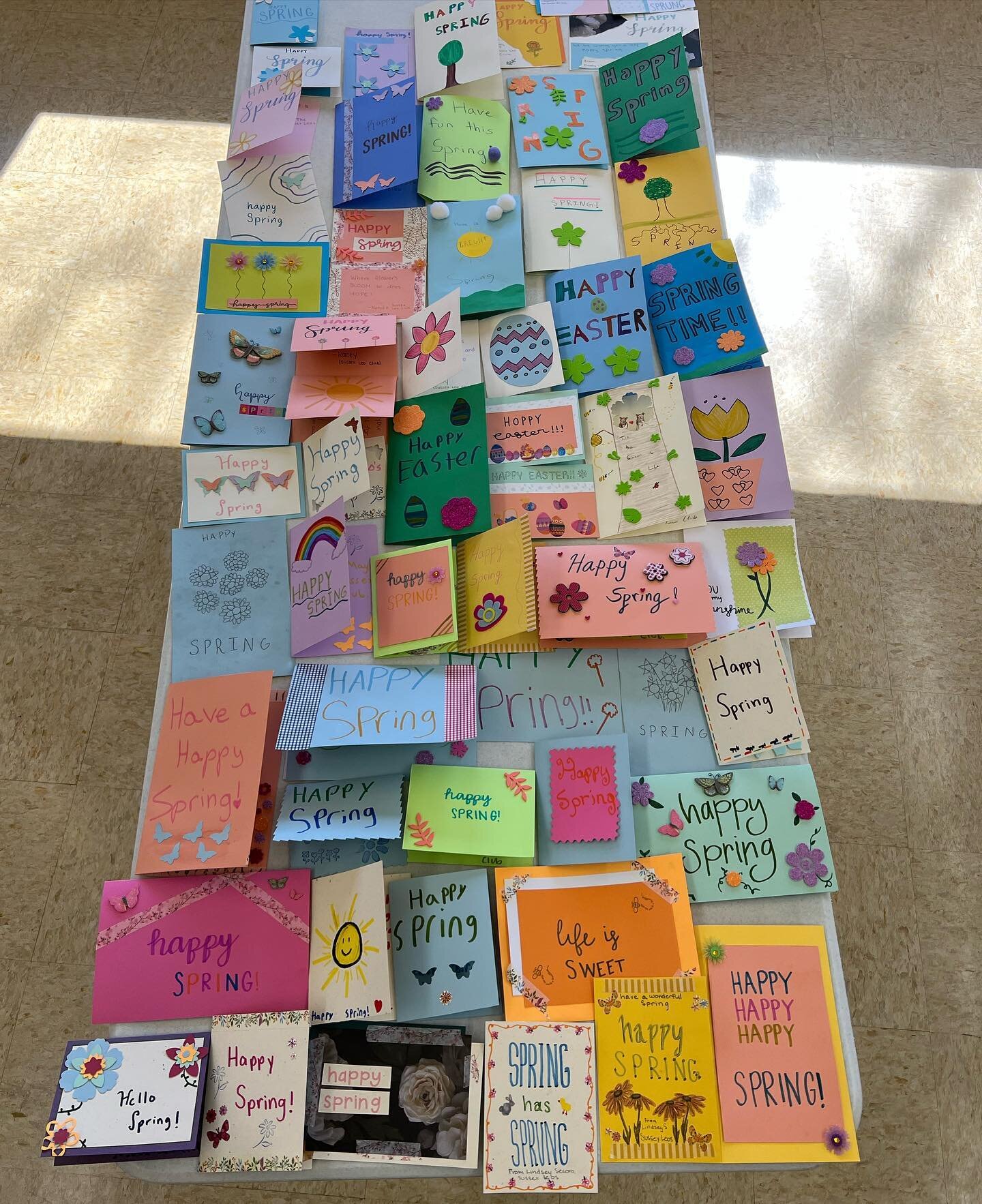 Spring is right around the corner, so our Leos showed their artistic sides by making spring-themed cards for residents in local nursing homes! We made a total of 60 cards with positive spring messages inside in hopes of brightening residents&rsquo; d