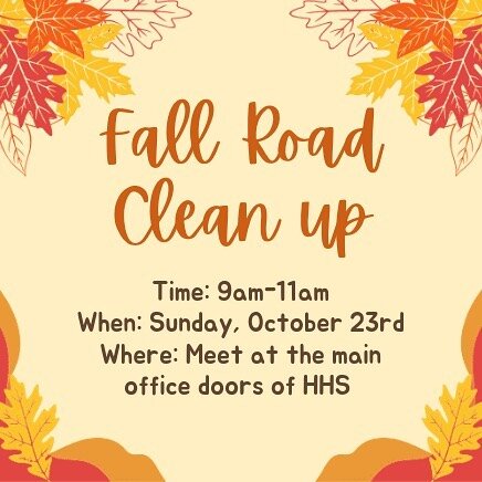 Fall road clean up!! Help out the community by picking up trash for a few hours! 🍁🍂