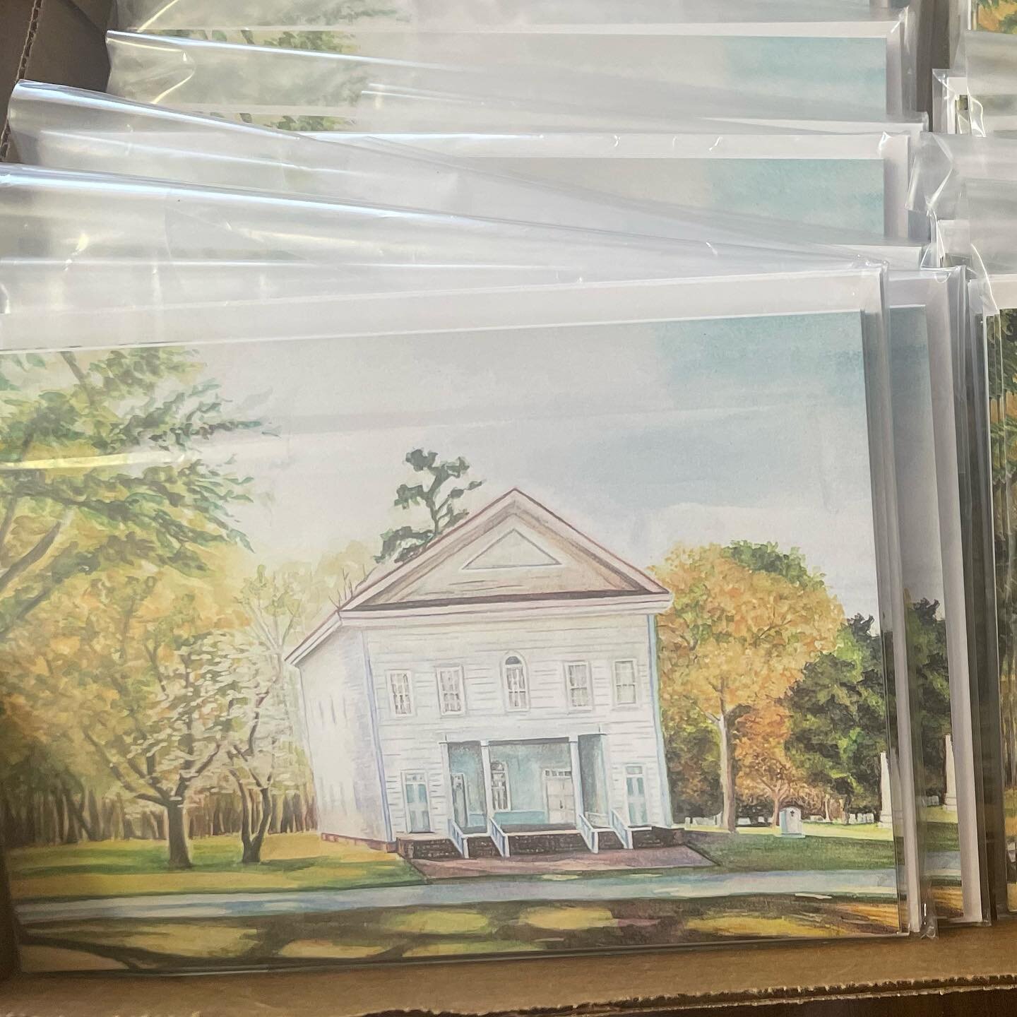 This Sunday at the Old Bluff Reunion, we will be selling these packs of 5x7 cards, 3 for $10, with a beautiful watercolor painting of the church done by Elyse Johnson. The proceeds will go to the Old Bluff Trust Fund.  We have limited amounts of pack