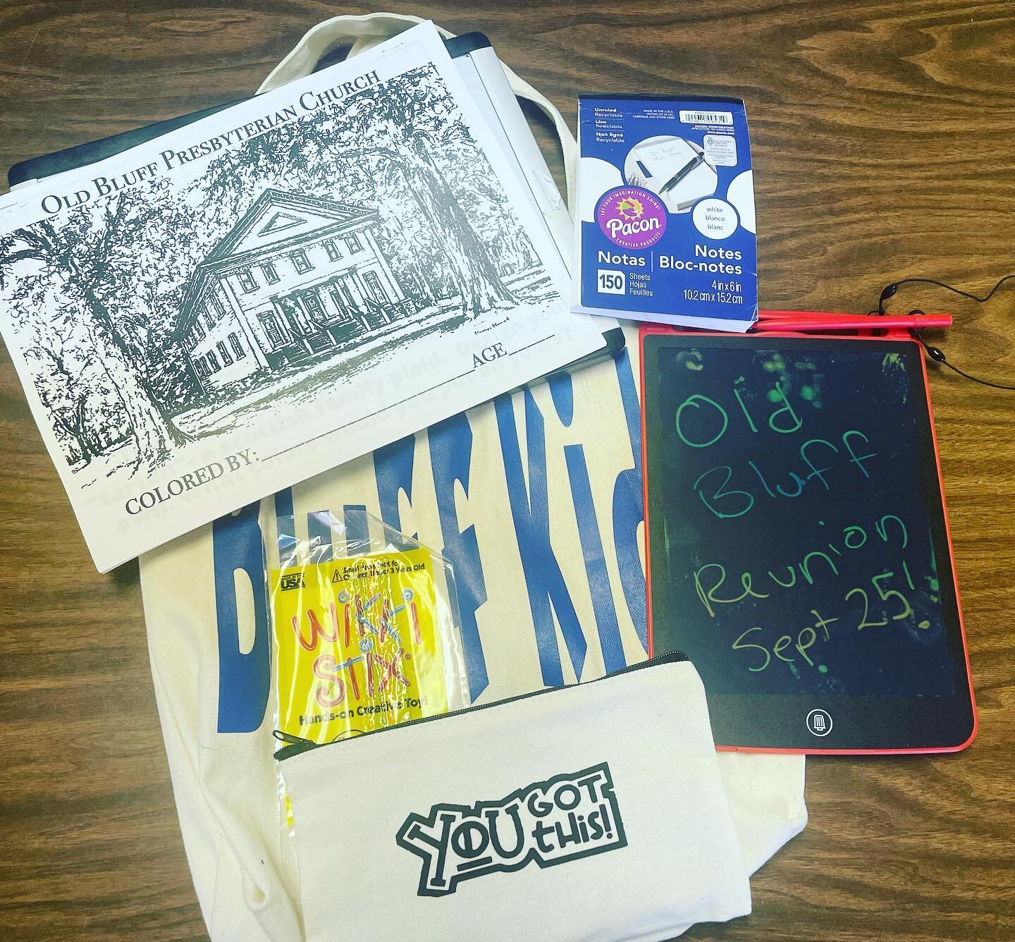 We&rsquo;ve updated the childrens worship bags just in time for the old bluff reunion! All are welcome this Sunday at 11 am, for our special service!