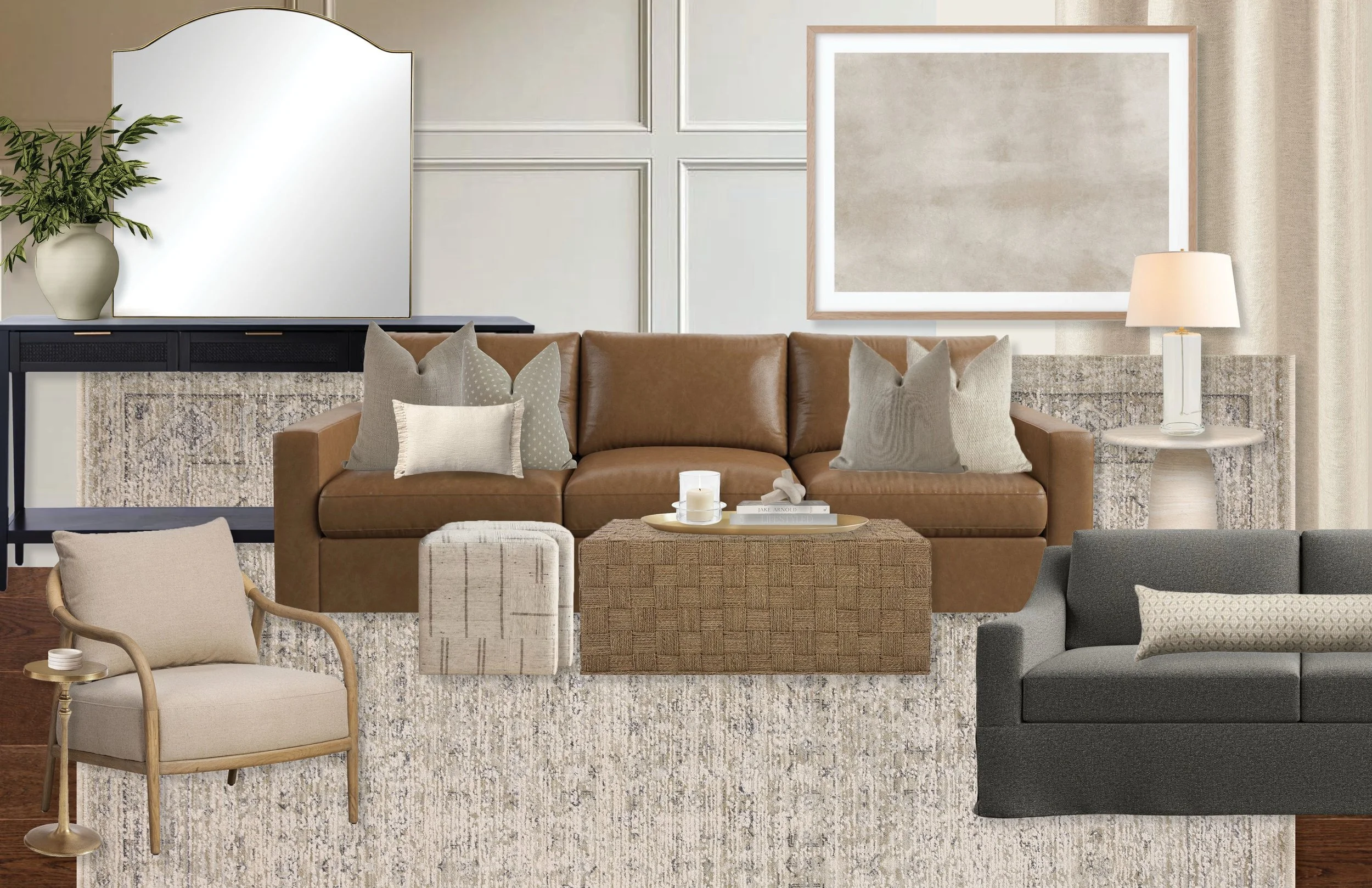 The secret? Good design is what keeps a leather sofa from feeling like a bachelor pad. 😉✨

&bull;
&bull;
#moodboardmonday #louisvilleinteriordesigner #louisvilleinteriordesigner #louisvilleinteriors #louisvillebusiness