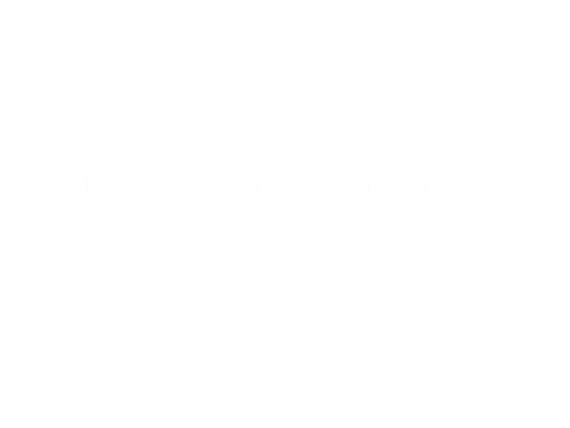 Logo for The Thought Centre offering psychological services, with the text in white on a black background.