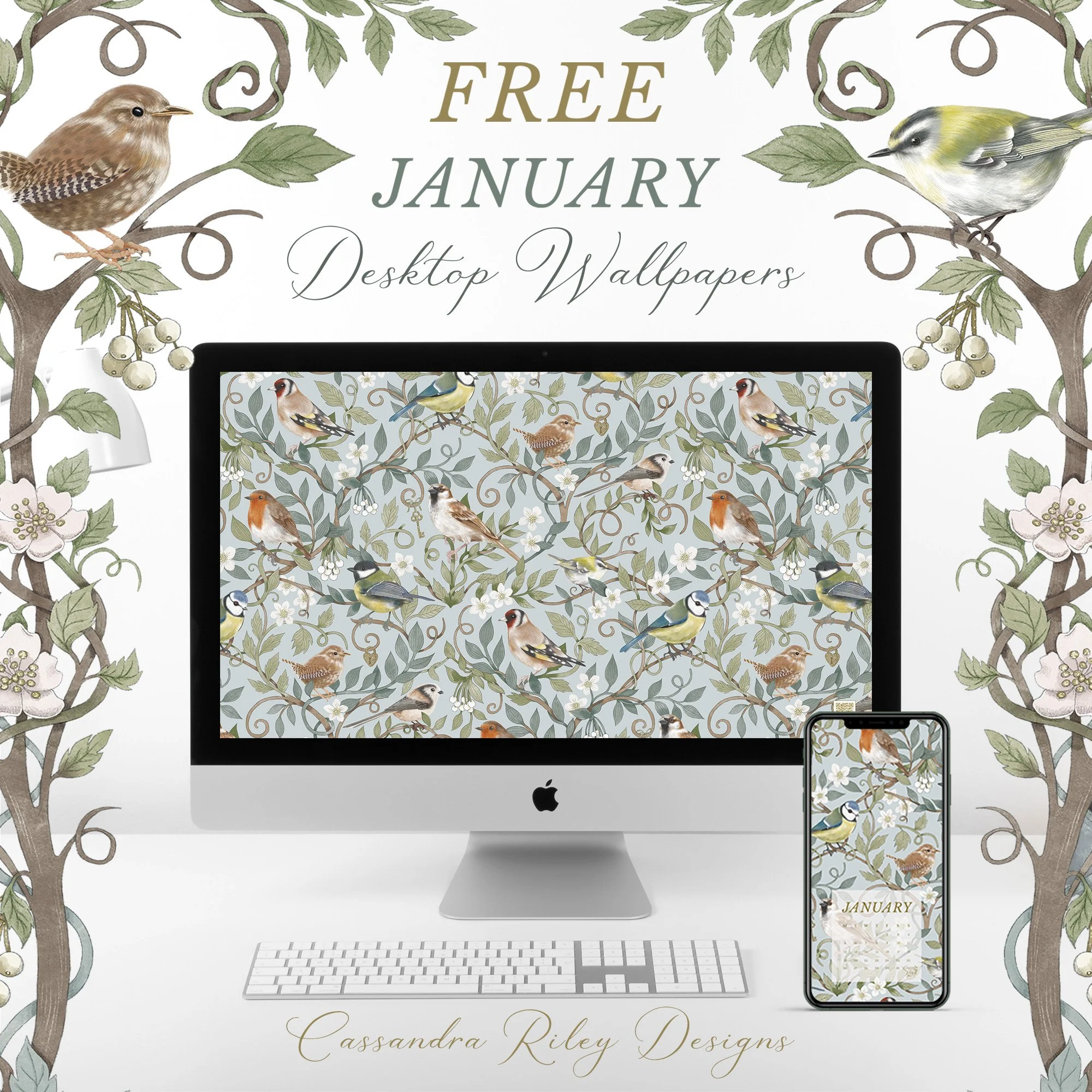 January British Bird Free digital wallpapers