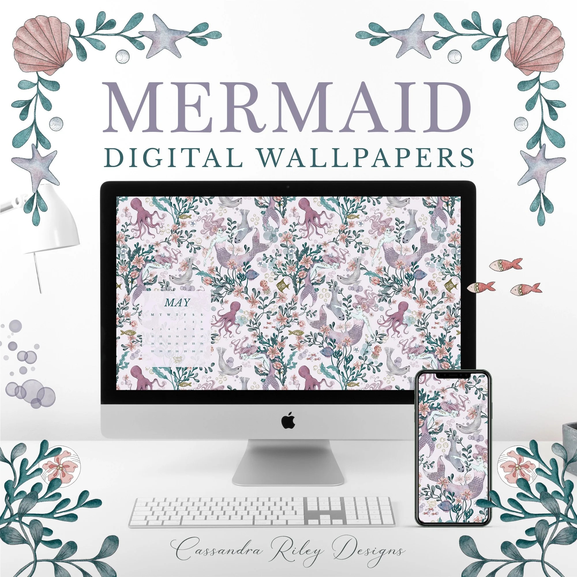 Free Mermaid May Digital Wallpapers
