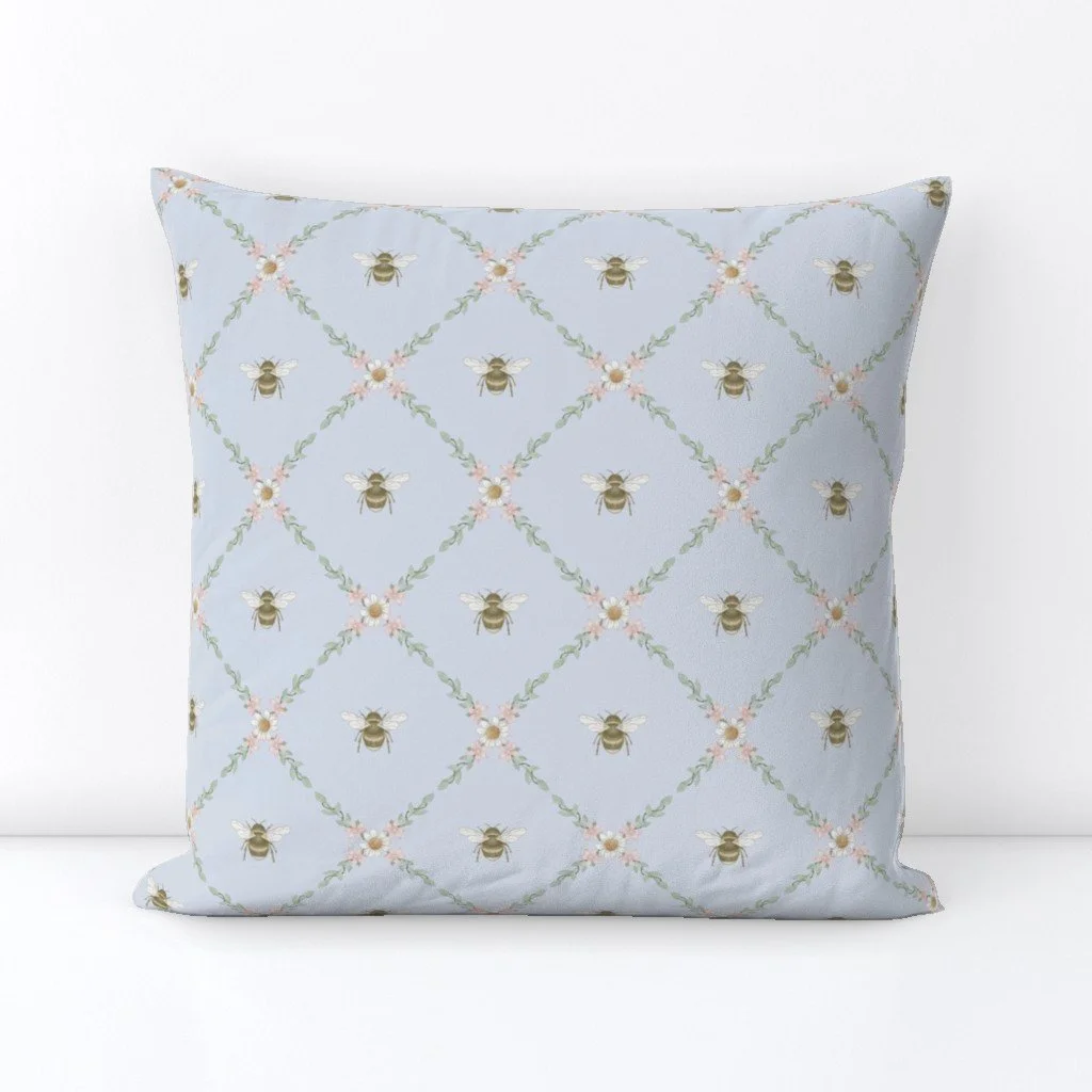 Blue bee cushion
