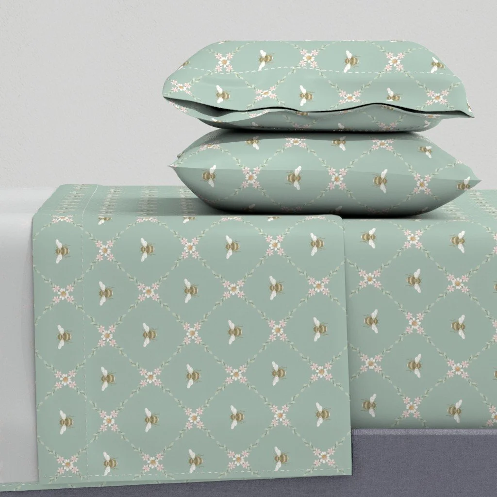 Green bee cushion.