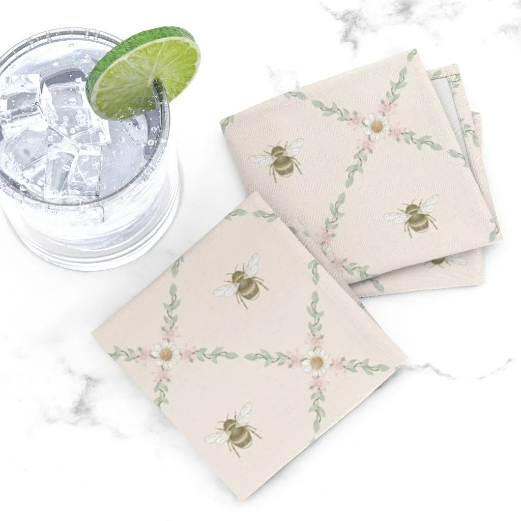 gardenia bee trellis napkins.jpeg